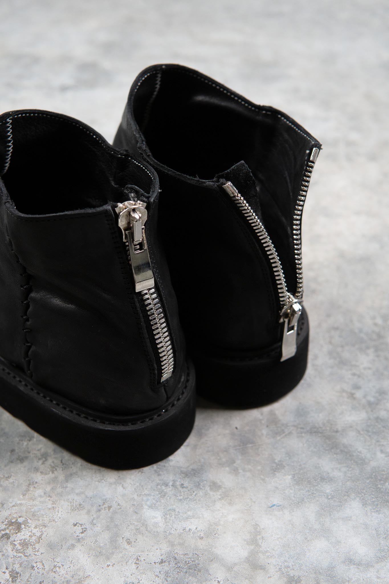 HORSE  LEATHER SANDALI SD-1 BLACK LOW CREPE SOLES PIECE DYED