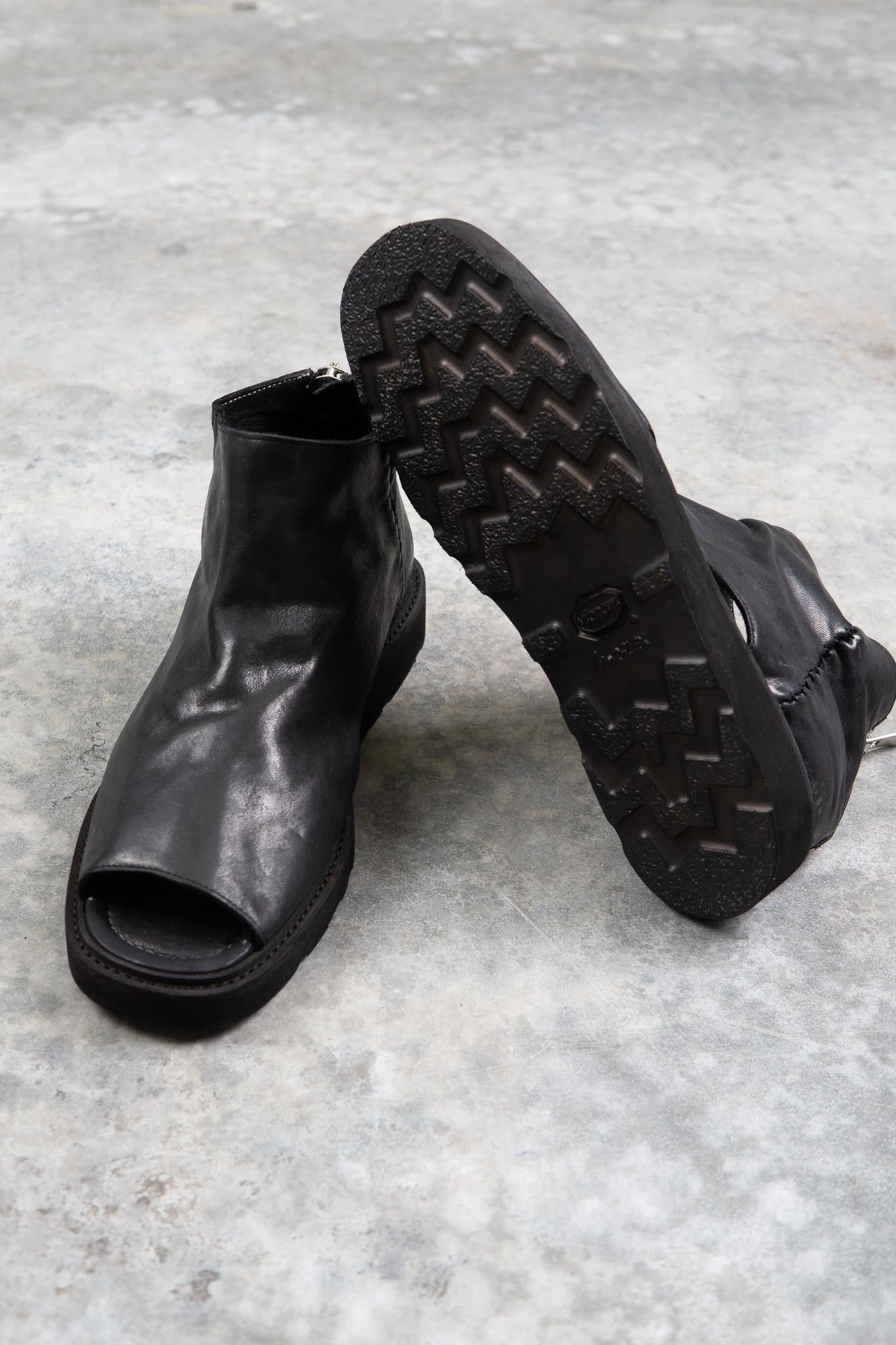 HORSE  LEATHER SANDALI SD-1 BLACK LOW CREPE SOLES PIECE DYED
