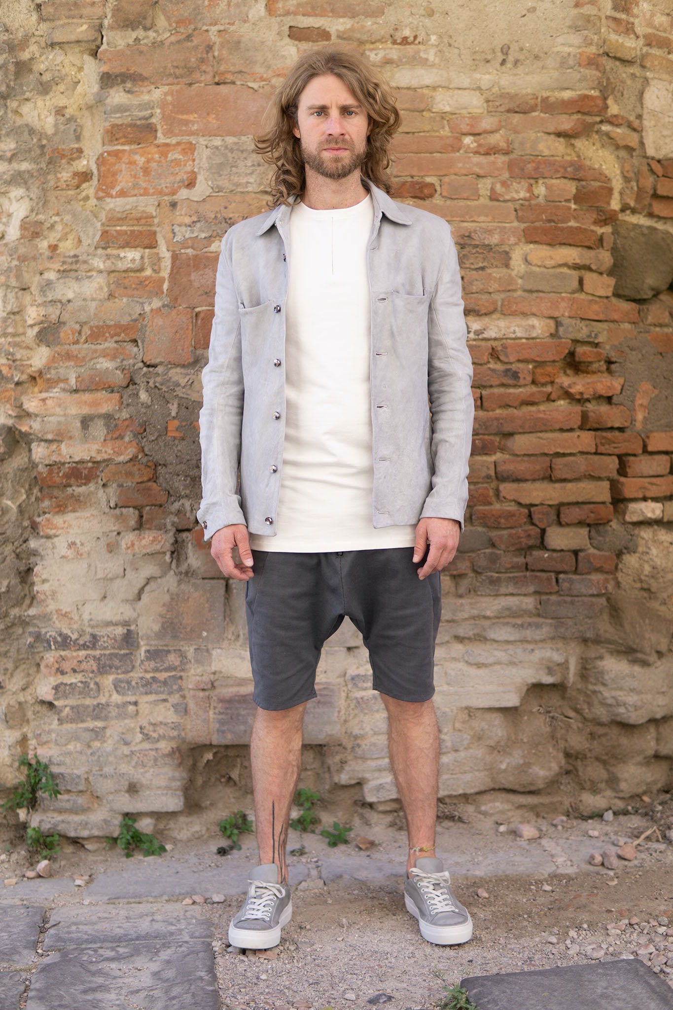 HEAVY WEIGHT SHEEP WHITE LEATHER SHIRT COLLAR BLOUSON LINED BD-3