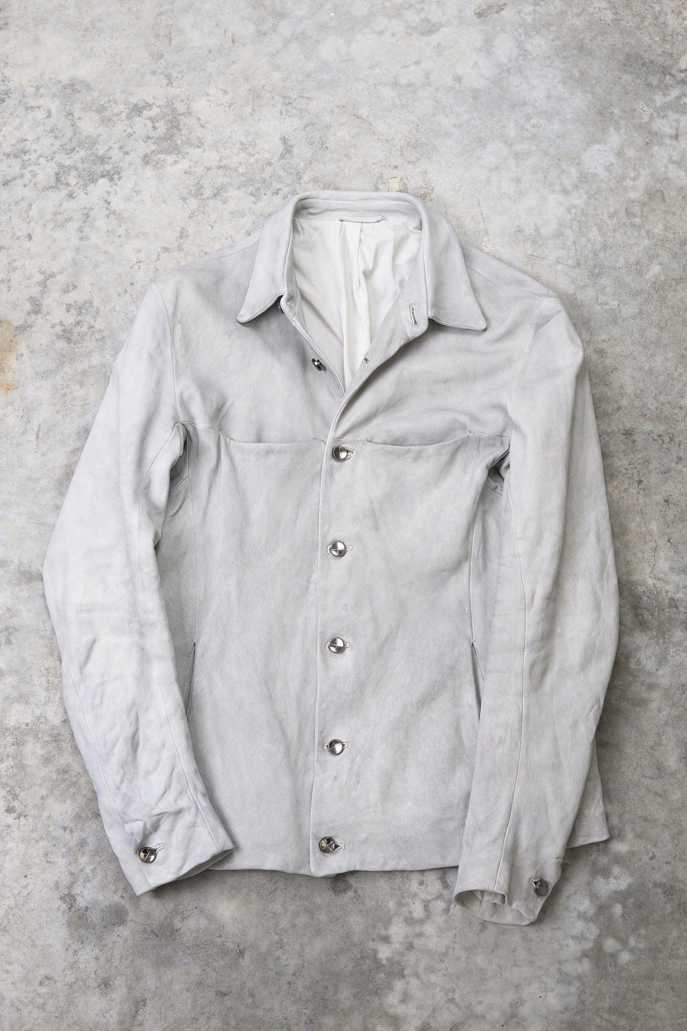 HEAVY WEIGHT SHEEP WHITE LEATHER SHIRT COLLAR BLOUSON LINED BD-3