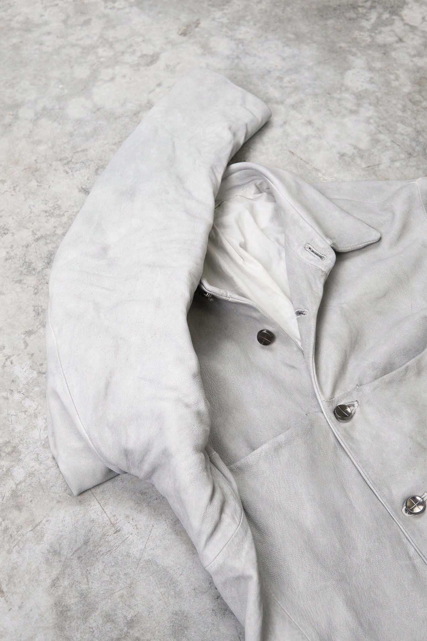 HEAVY WEIGHT SHEEP WHITE LEATHER SHIRT COLLAR BLOUSON LINED BD-3
