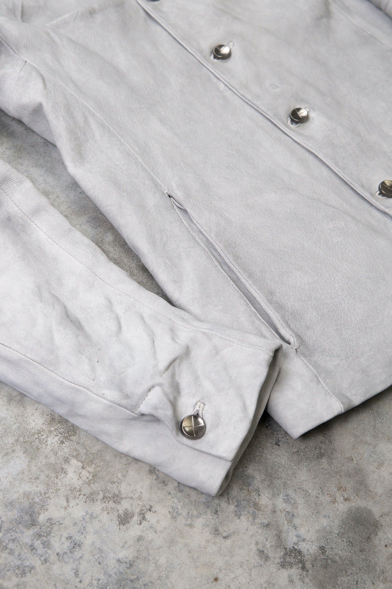 HEAVY WEIGHT SHEEP WHITE LEATHER SHIRT COLLAR BLOUSON LINED BD-3