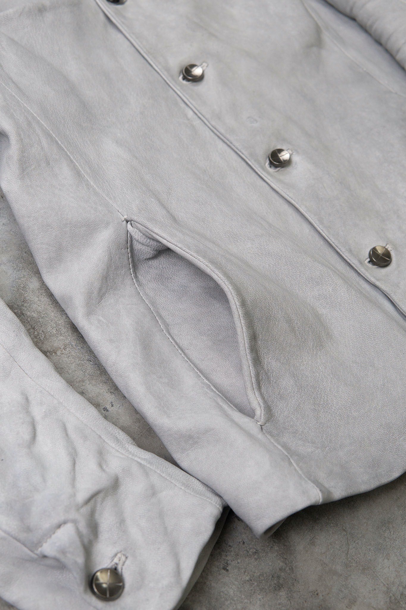 HEAVY WEIGHT SHEEP WHITE LEATHER SHIRT COLLAR BLOUSON LINED BD-3