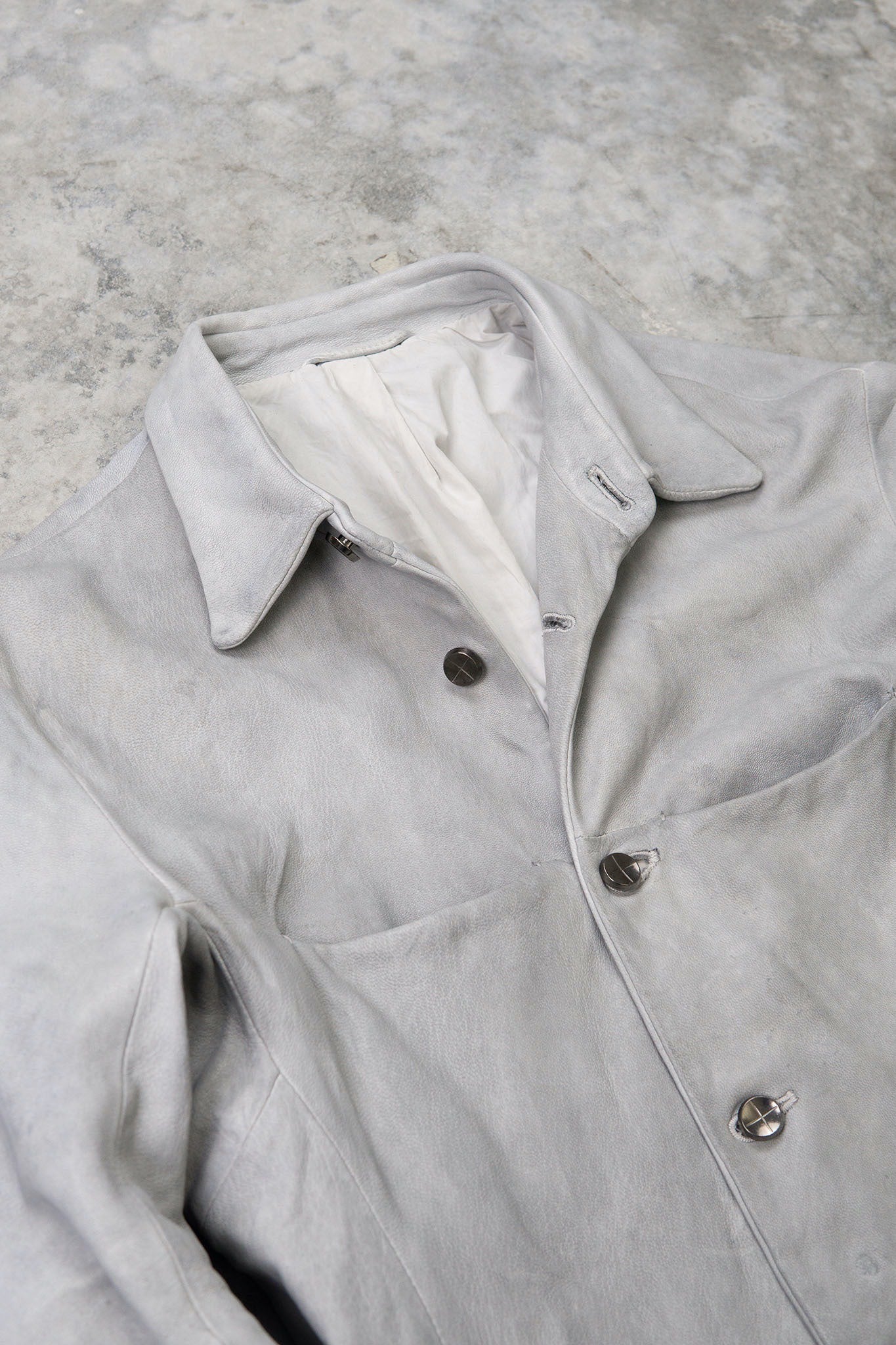 HEAVY WEIGHT SHEEP WHITE LEATHER SHIRT COLLAR BLOUSON LINED BD-3