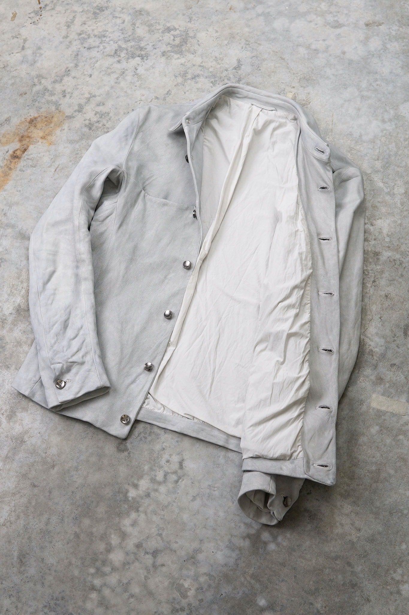 HEAVY WEIGHT SHEEP WHITE LEATHER SHIRT COLLAR BLOUSON LINED BD-3