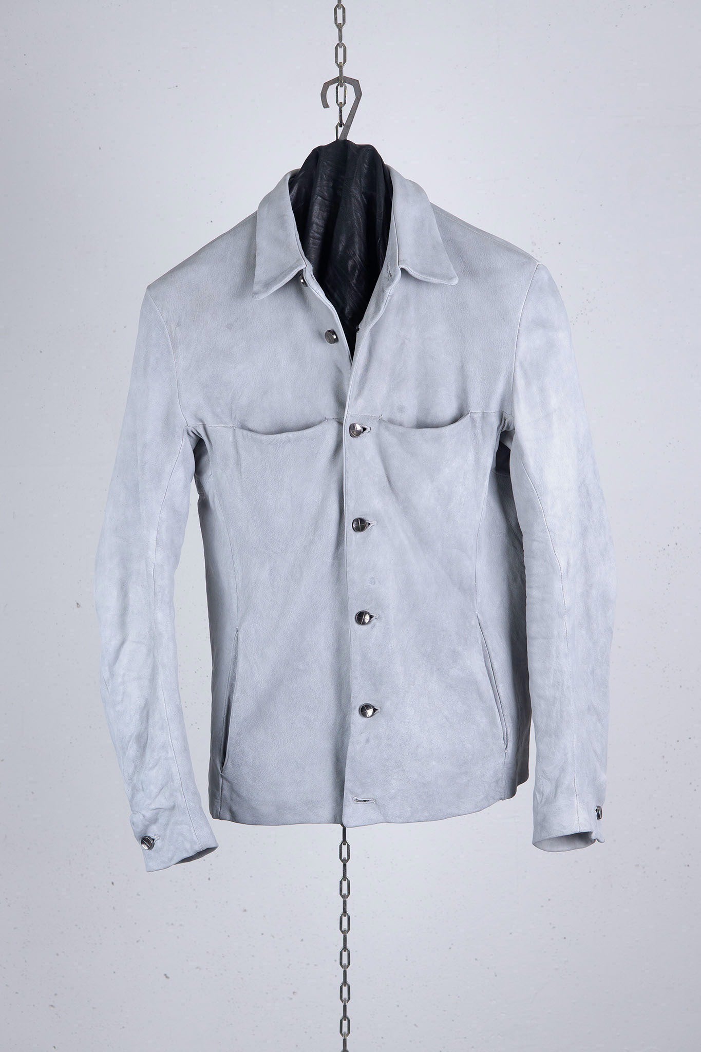 HEAVY WEIGHT SHEEP WHITE LEATHER SHIRT COLLAR BLOUSON LINED BD-3