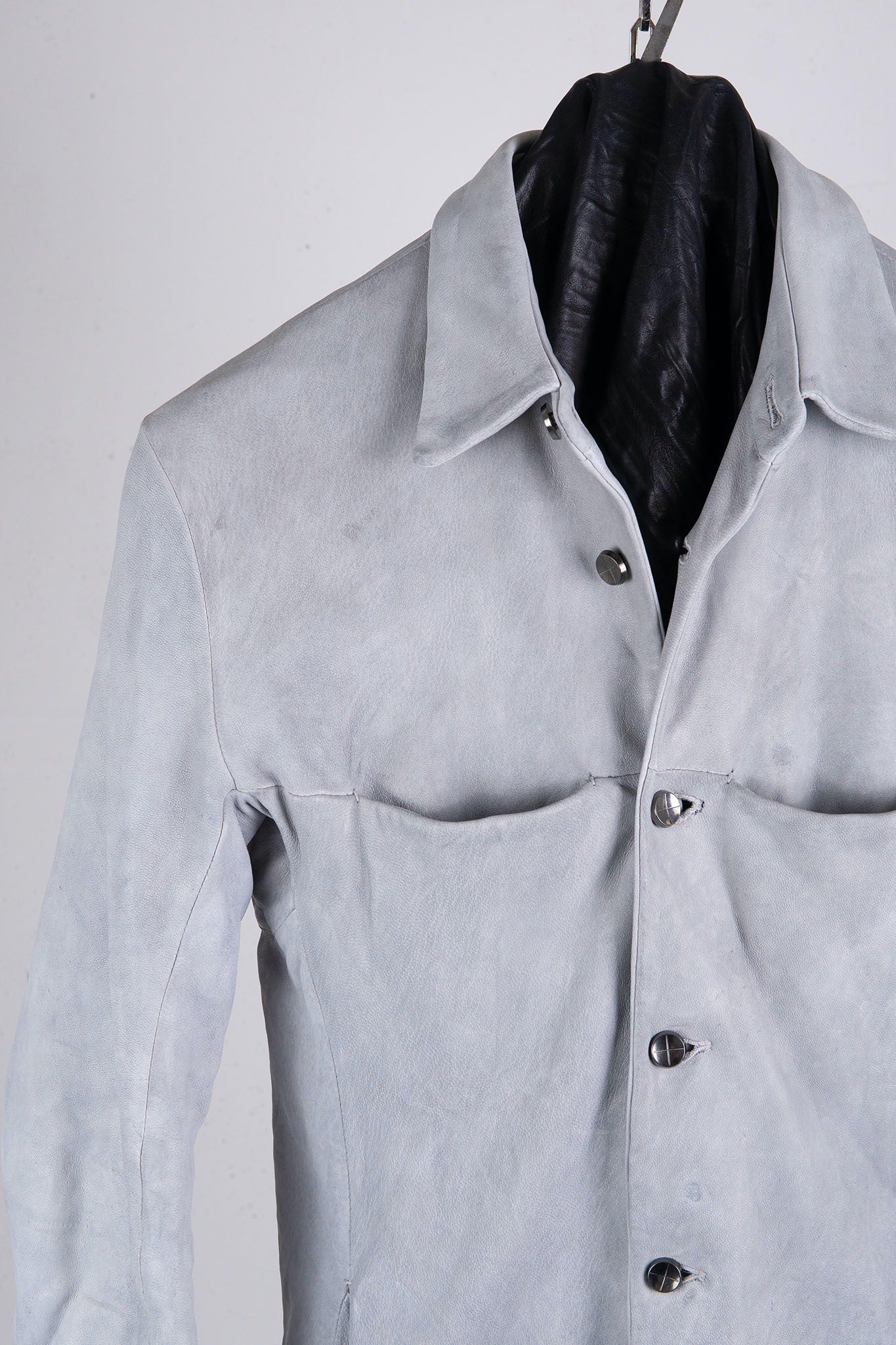HEAVY WEIGHT SHEEP WHITE LEATHER SHIRT COLLAR BLOUSON LINED BD-3