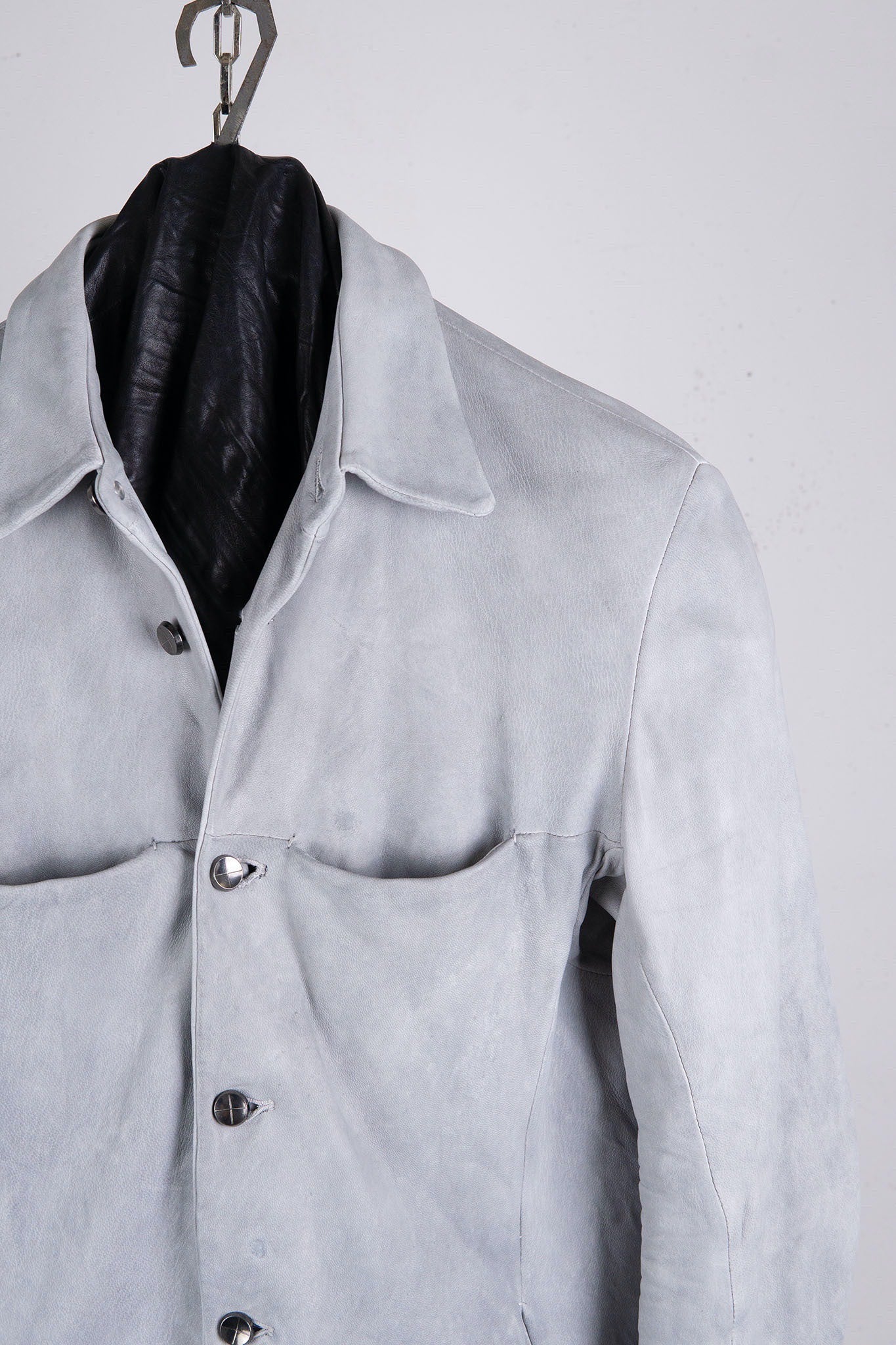 HEAVY WEIGHT SHEEP WHITE LEATHER SHIRT COLLAR BLOUSON LINED BD-3