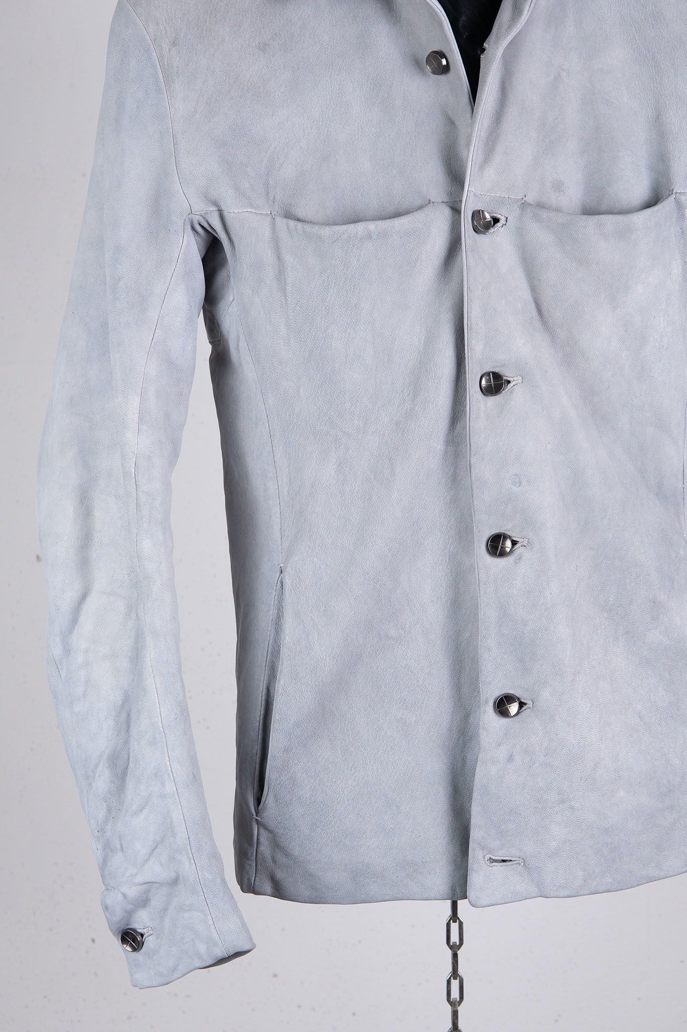 HEAVY WEIGHT SHEEP WHITE LEATHER SHIRT COLLAR BLOUSON LINED BD-3