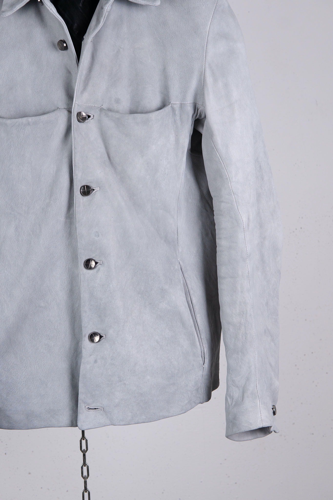 HEAVY WEIGHT SHEEP WHITE LEATHER SHIRT COLLAR BLOUSON LINED BD-3