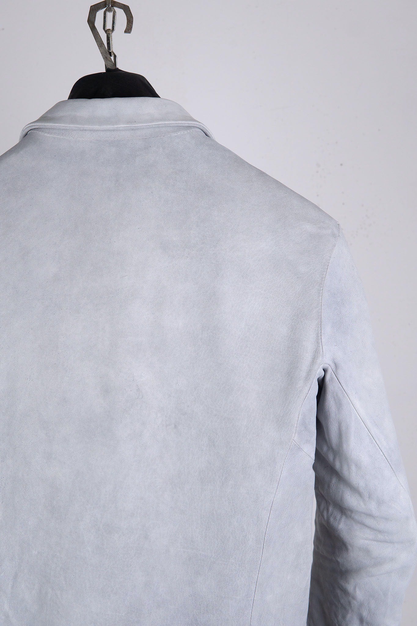 HEAVY WEIGHT SHEEP WHITE LEATHER SHIRT COLLAR BLOUSON LINED BD-3