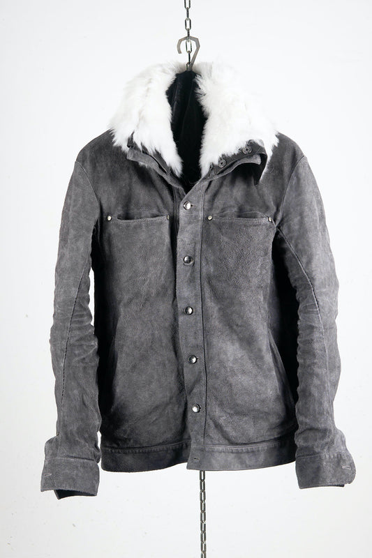 HORSE LEATHER JEAN JACKET LINED JJ-2B WITH SHEARLING COLLAR