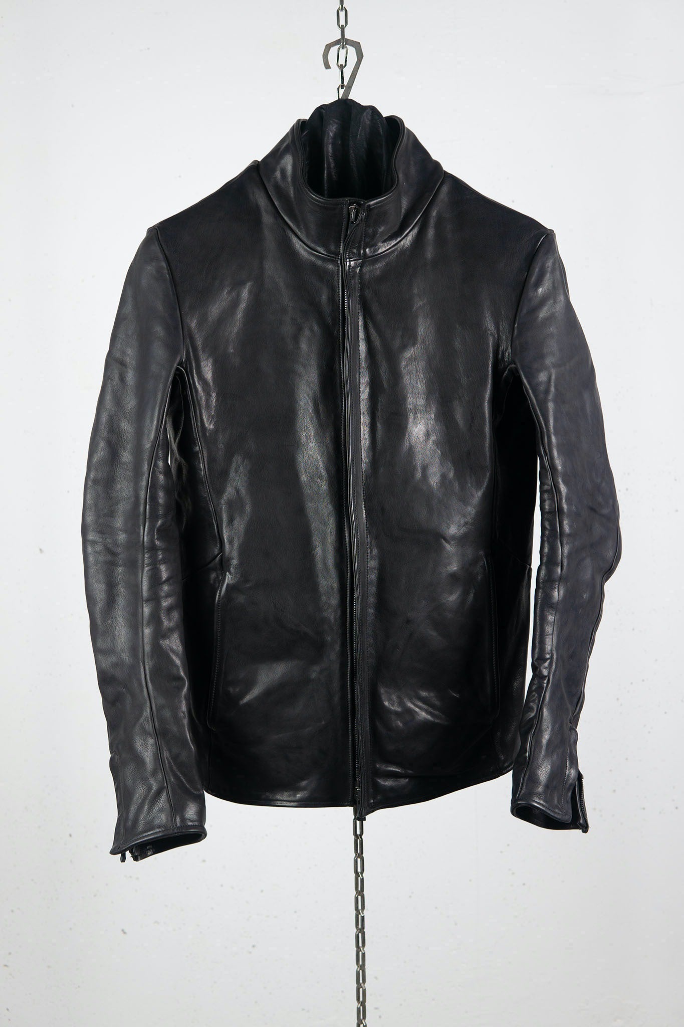 HEAVY WEIGHT BABY CALF LEATHER HI COLLAR ZIP BLOUSON JB-5 TYPE 2