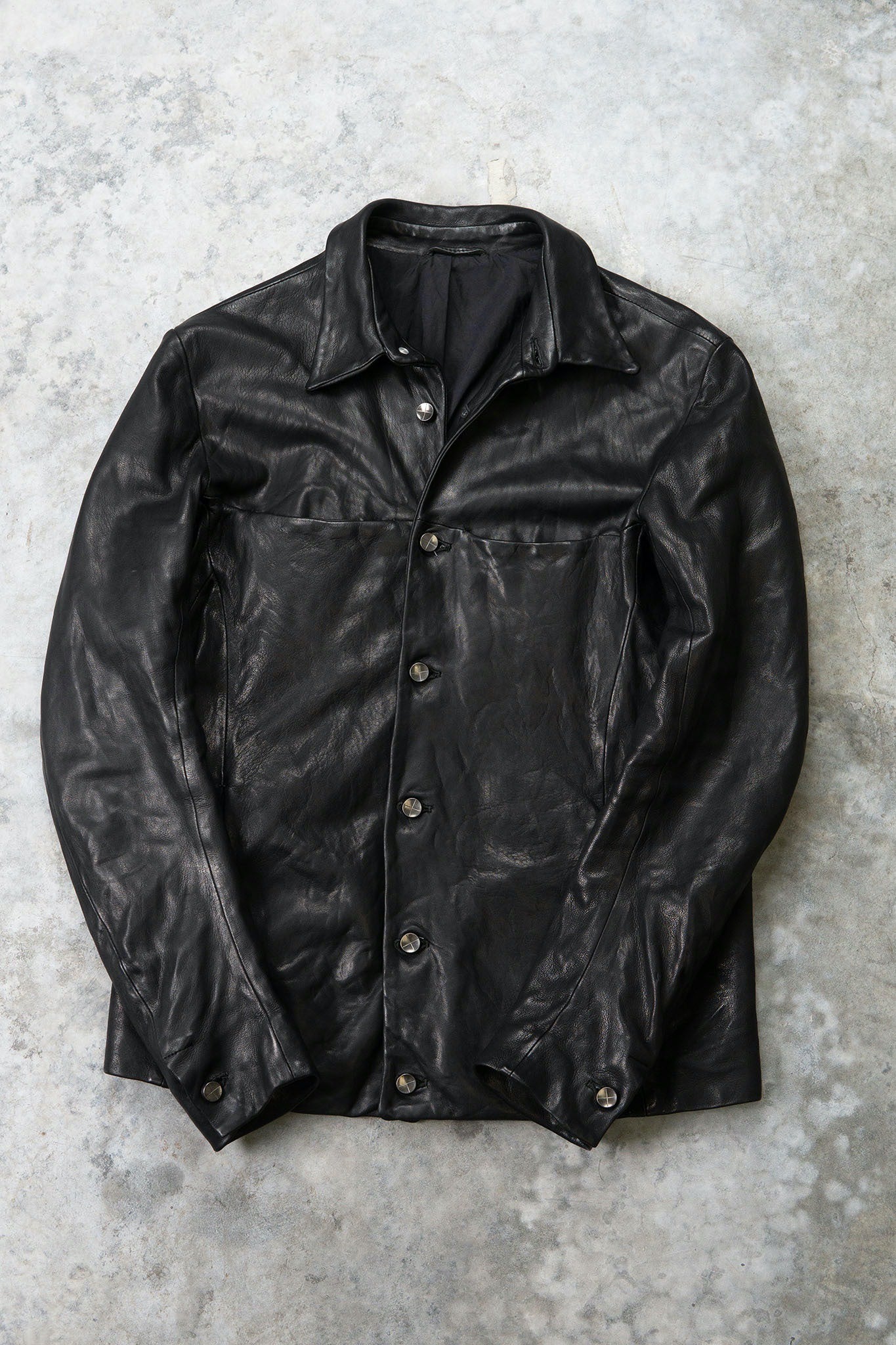 HEAVY WEIGHT SHEEP LEATHER SHIRT COLLAR BLOUSON LINED BD-3