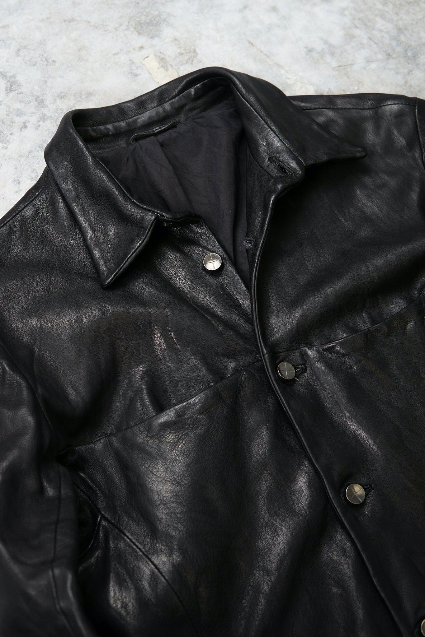 HEAVY WEIGHT SHEEP LEATHER SHIRT COLLAR BLOUSON LINED BD-3