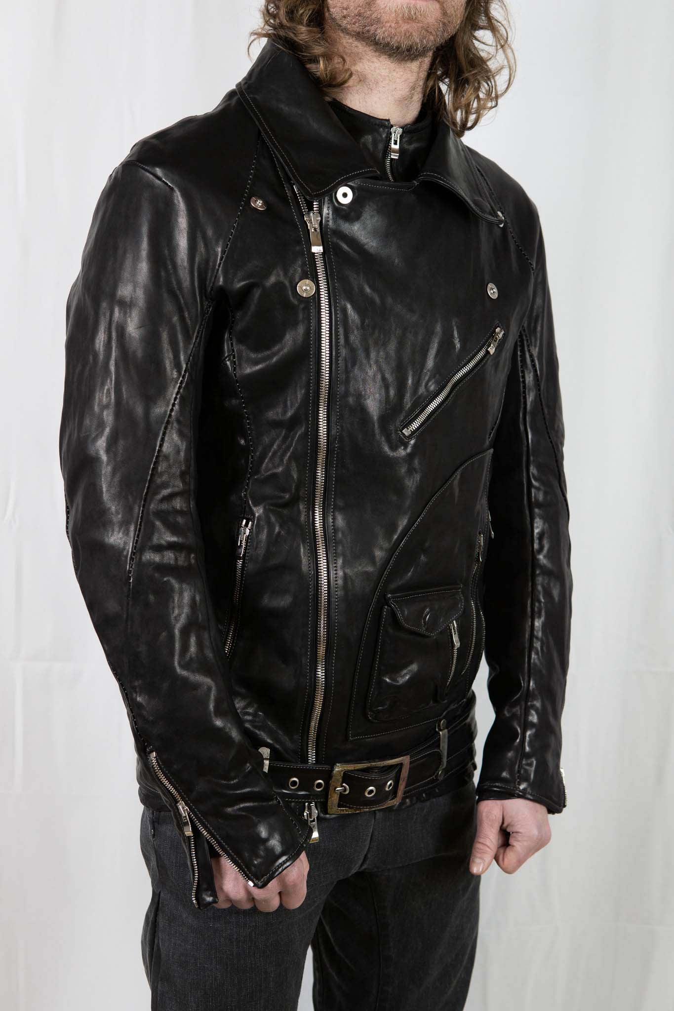 HORSE LEATHER DOUBLE BREAST MOTO LINED MB-5