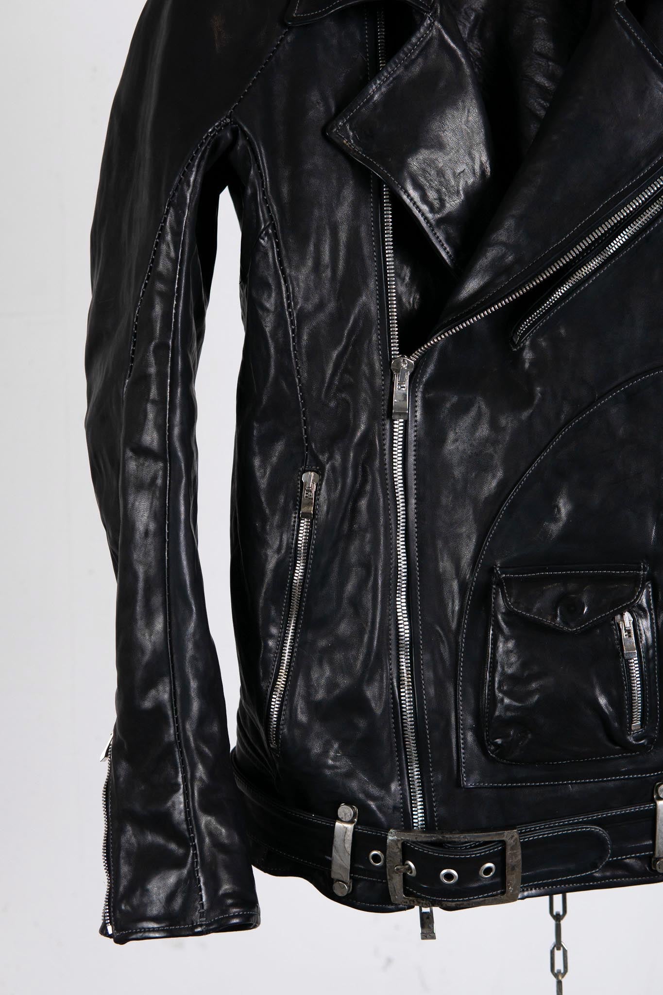 HORSE LEATHER DOUBLE BREAST MOTO LINED MB-5