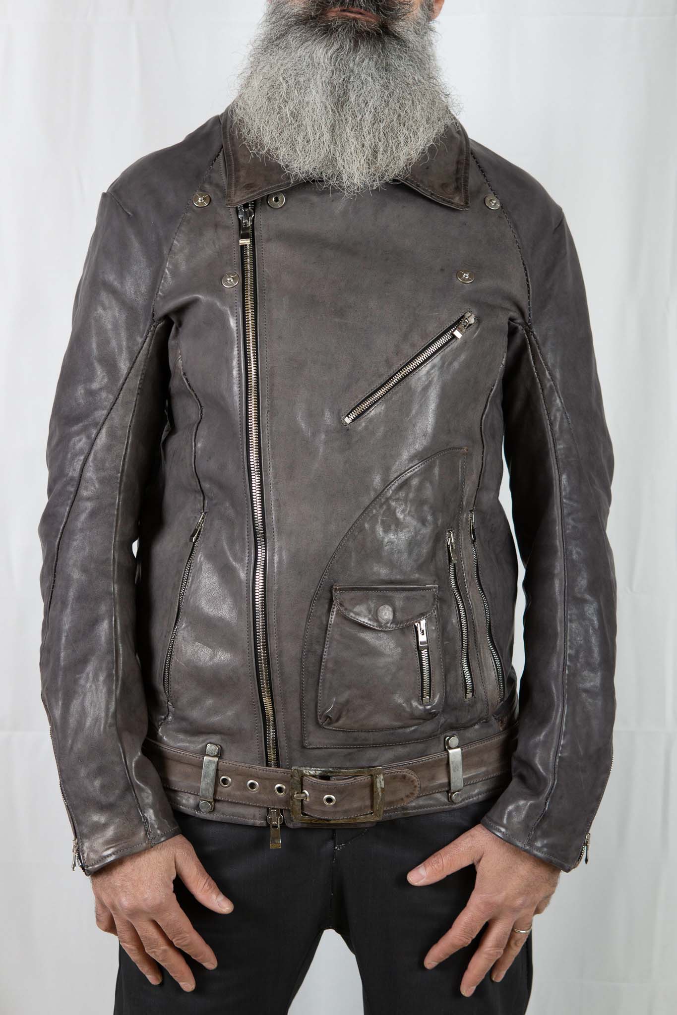 HORSE LEATHER DOUBLE BREAST MOTO MB-5 LINED