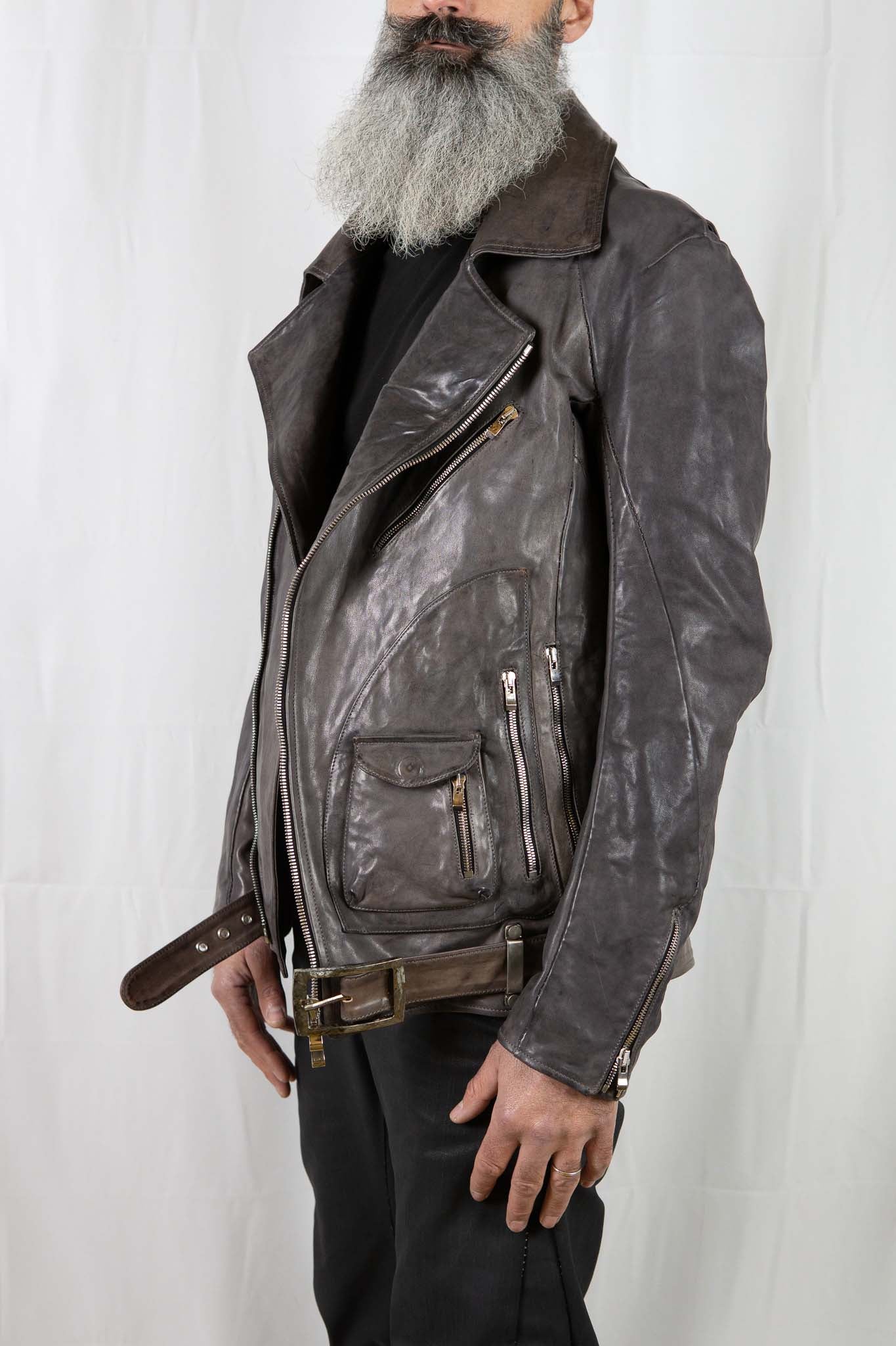 HORSE LEATHER DOUBLE BREAST MOTO MB-5 LINED