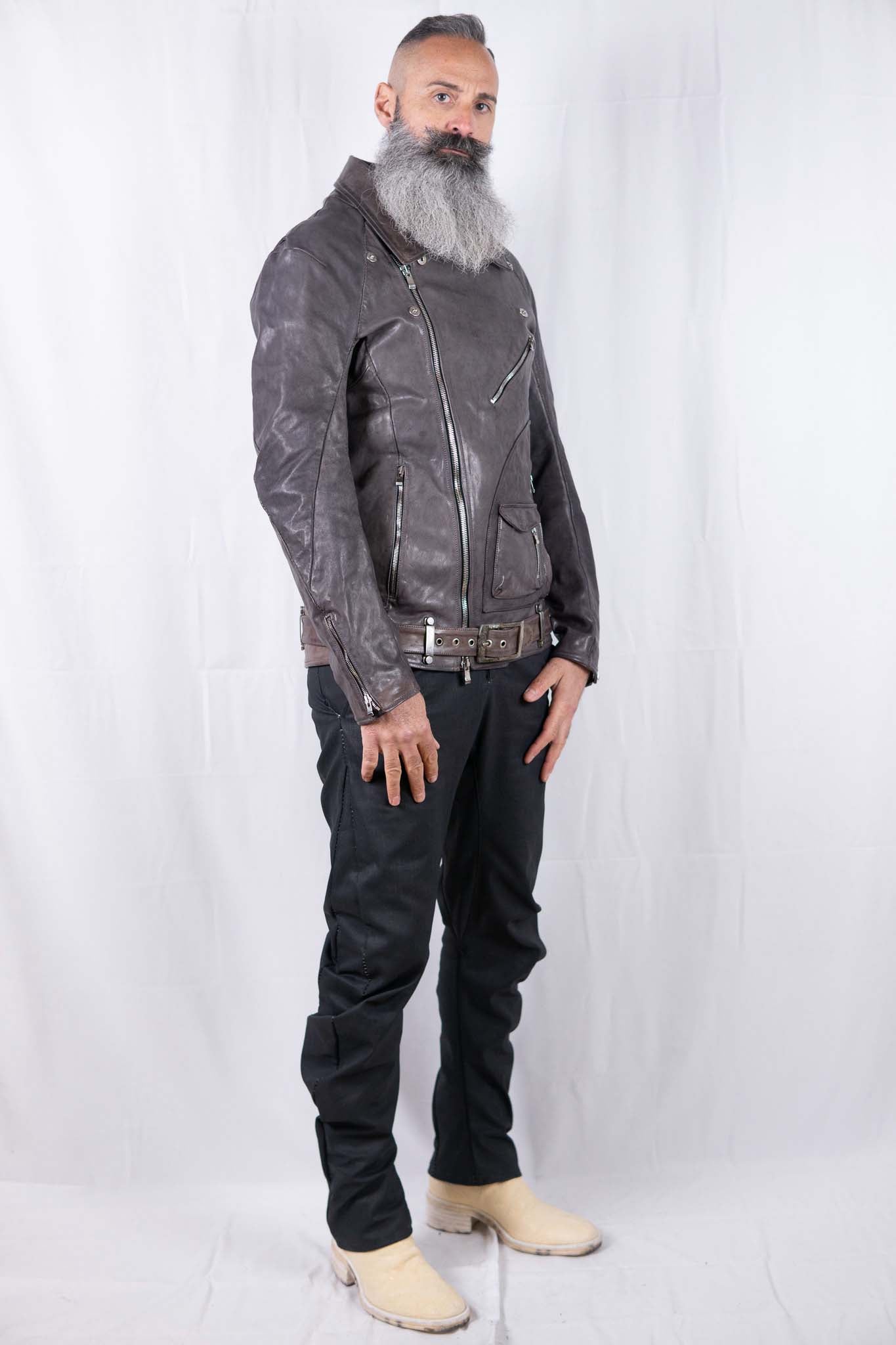 HORSE LEATHER DOUBLE BREAST MOTO MB-5 LINED