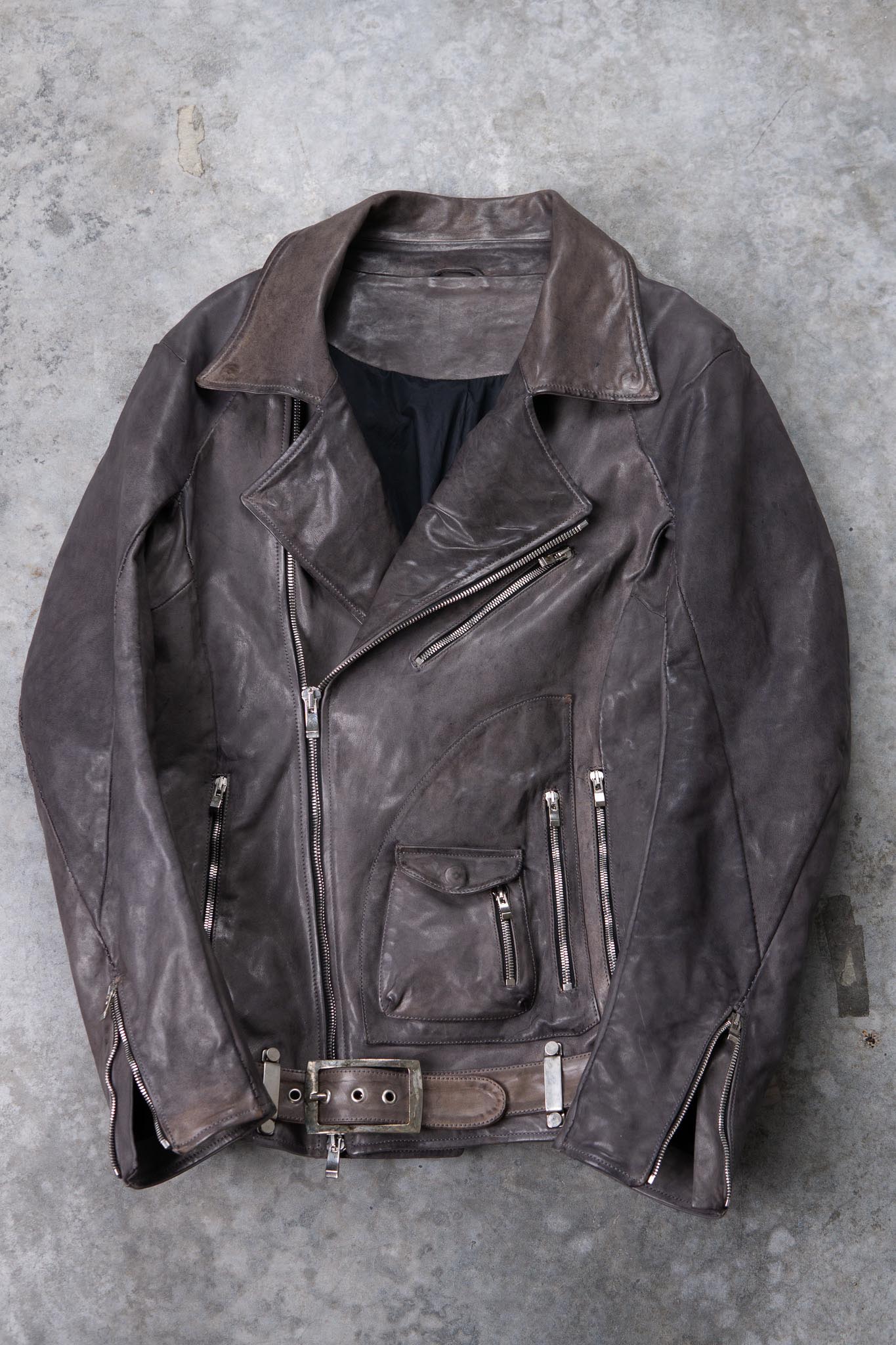 HORSE LEATHER DOUBLE BREAST MOTO MB-5 LINED