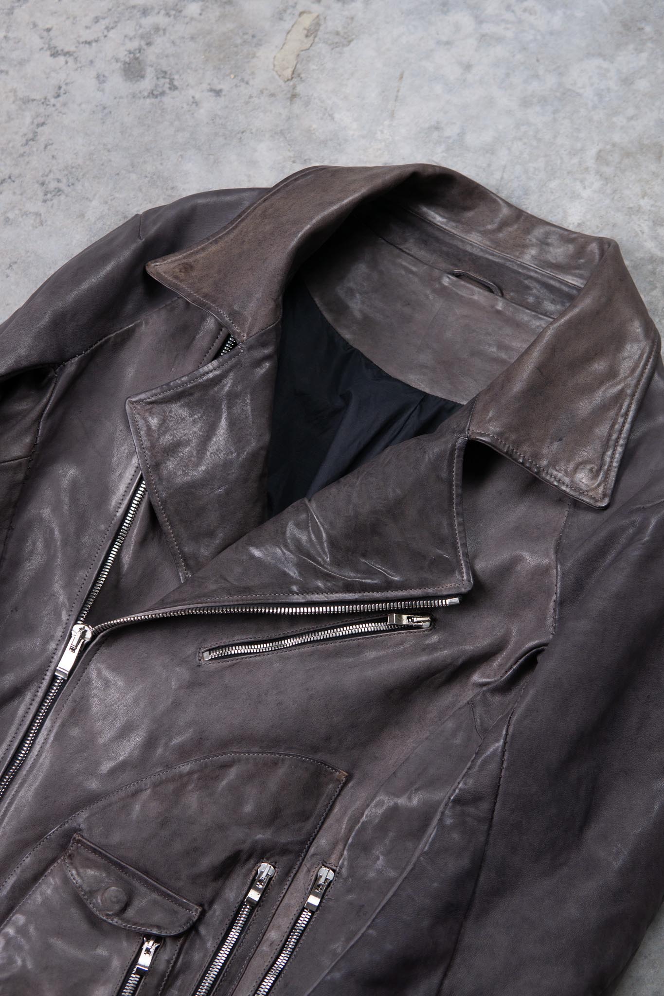 HORSE LEATHER DOUBLE BREAST MOTO MB-5 LINED