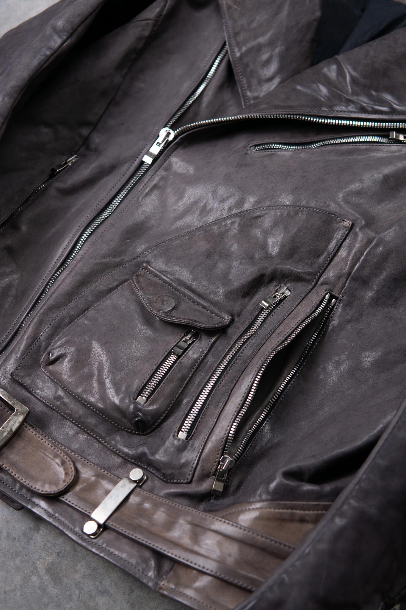 HORSE LEATHER DOUBLE BREAST MOTO MB-5 LINED