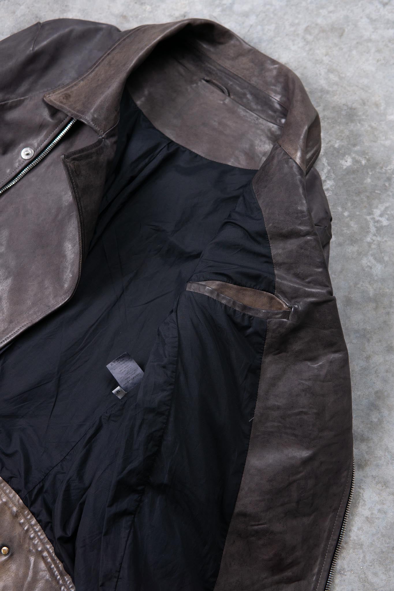 HORSE LEATHER DOUBLE BREAST MOTO MB-5 LINED