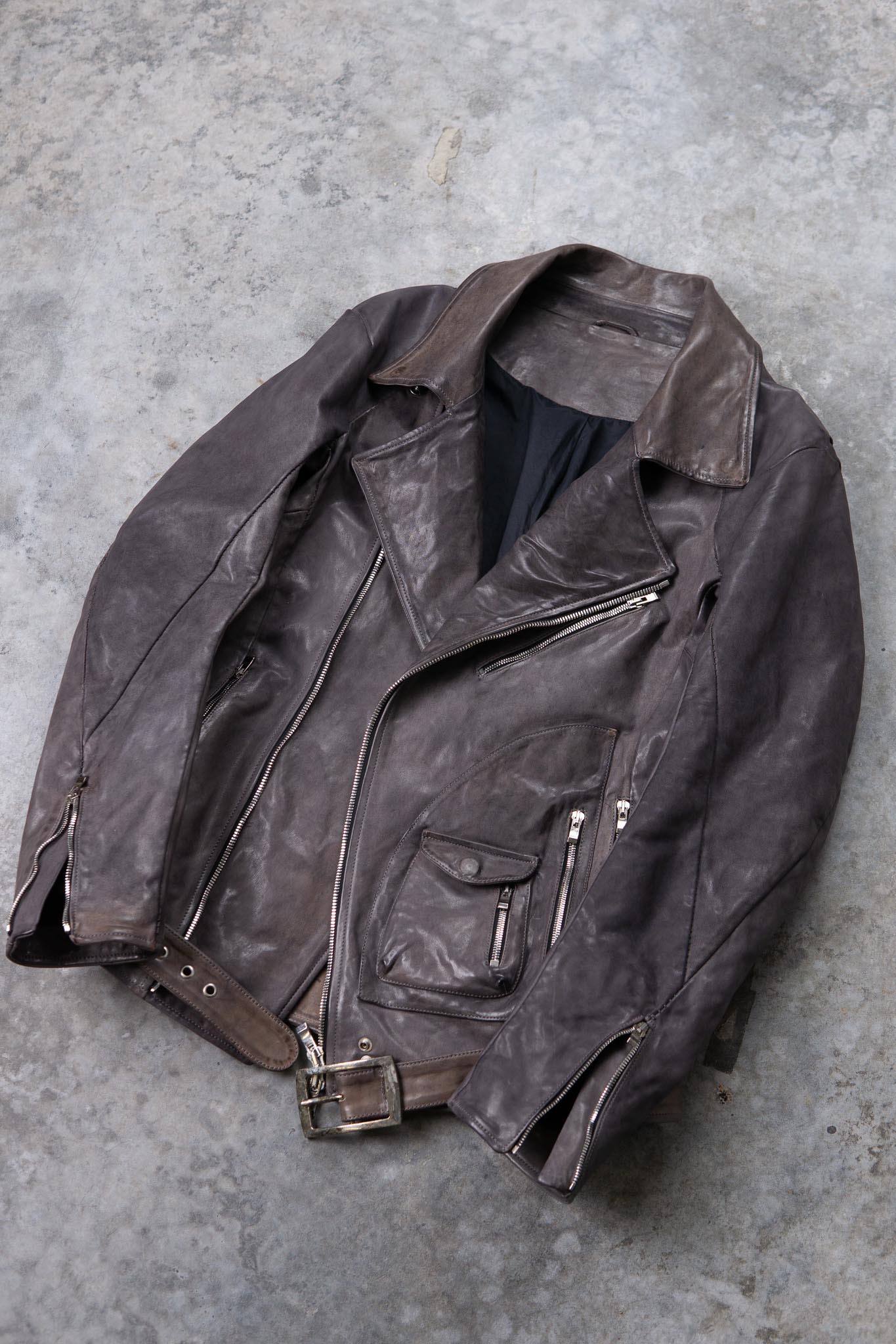 HORSE LEATHER DOUBLE BREAST MOTO MB-5 LINED