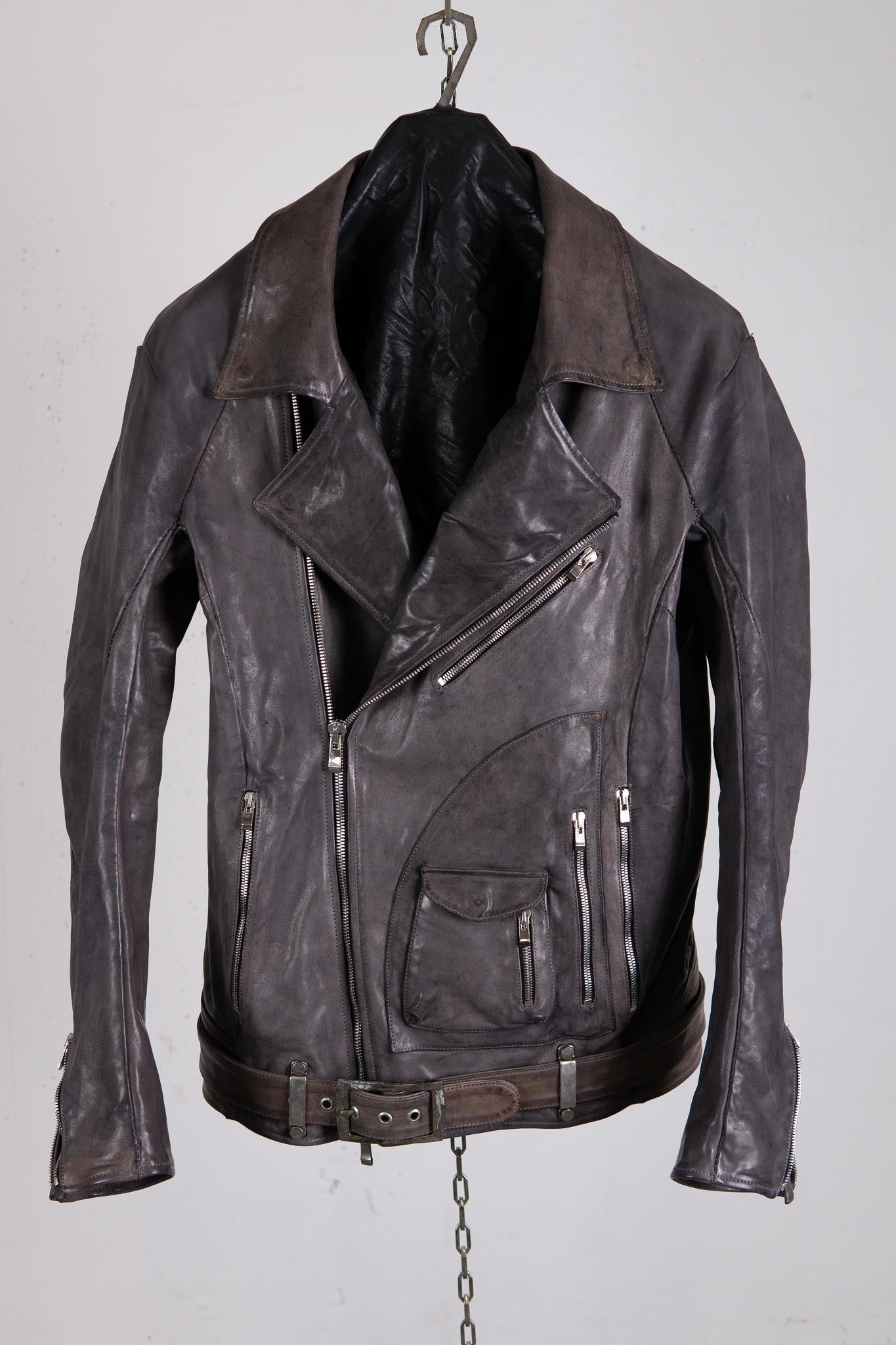 HORSE LEATHER DOUBLE BREAST MOTO MB-5 LINED