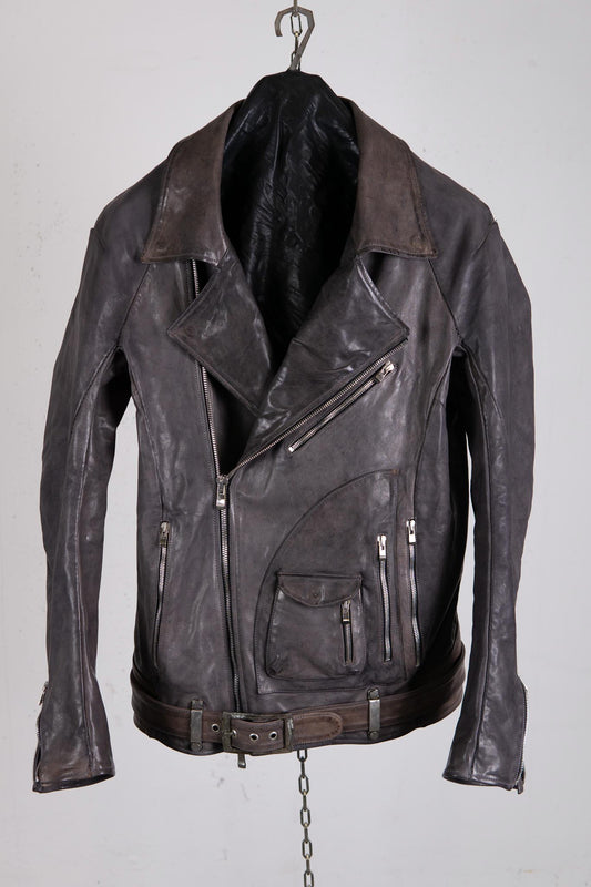 HORSE LEATHER DOUBLE BREAST MOTO MB-5 LINED