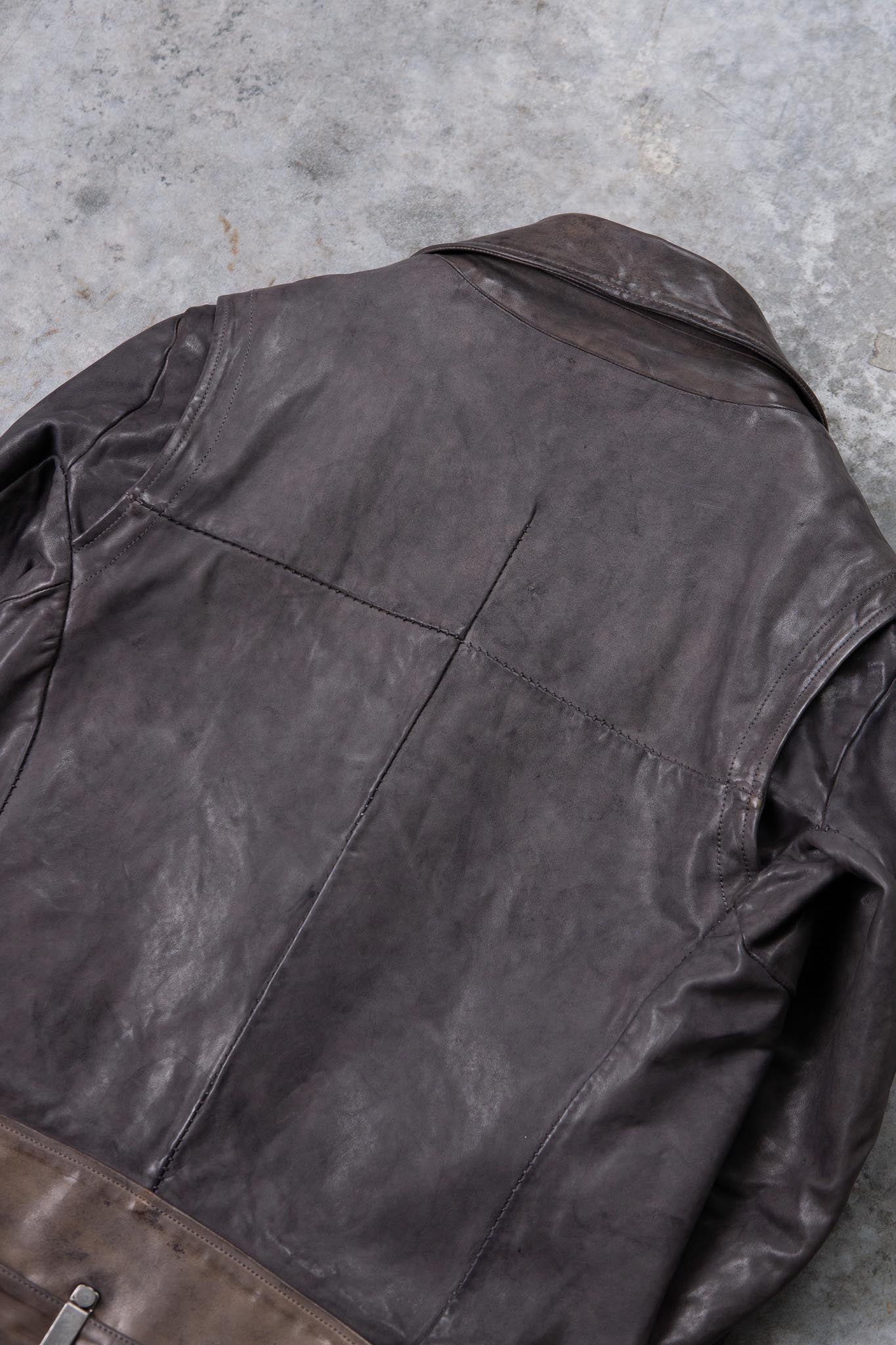 HORSE LEATHER DOUBLE BREAST MOTO MB-5 LINED