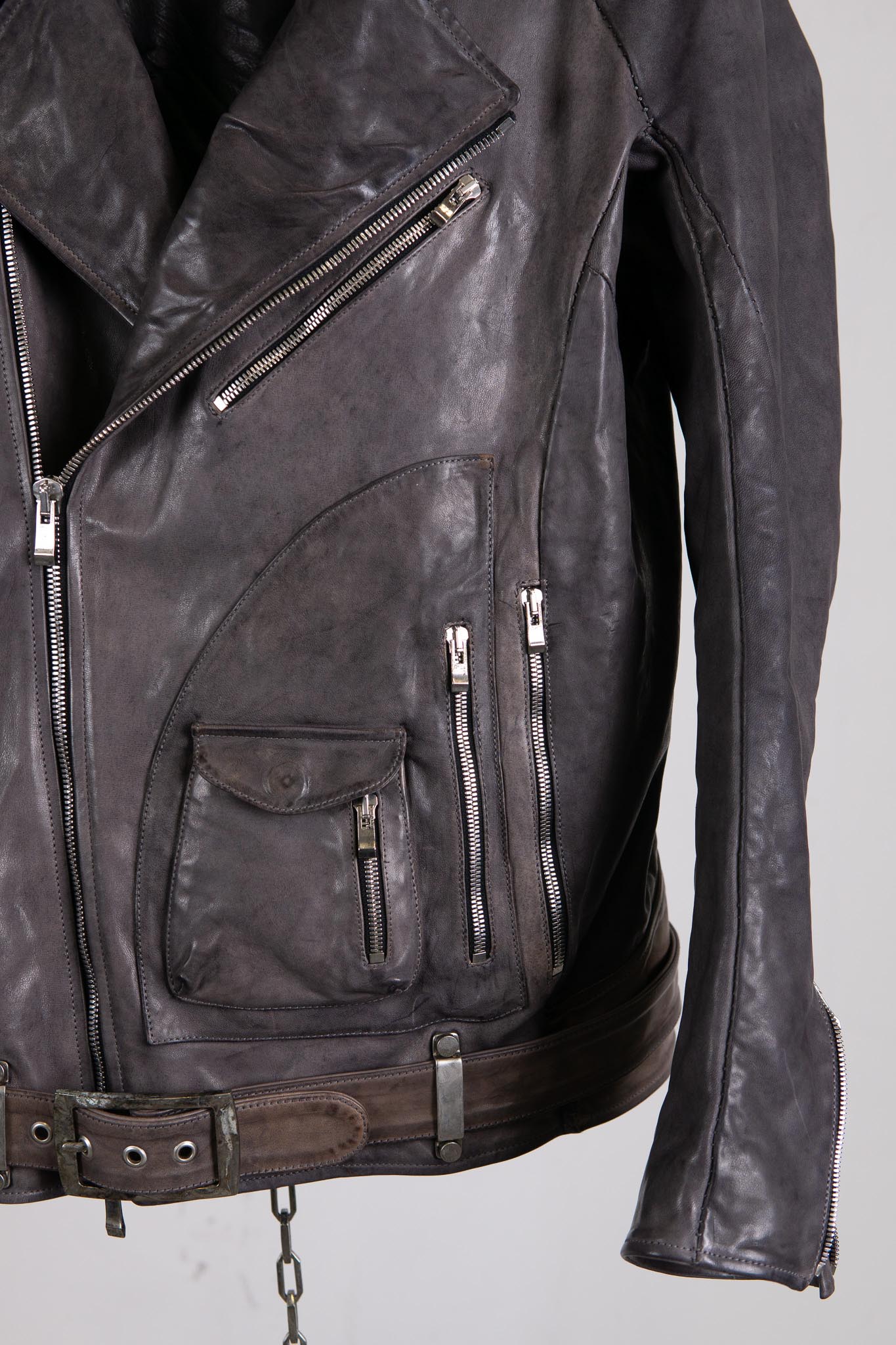 HORSE LEATHER DOUBLE BREAST MOTO MB-5 LINED