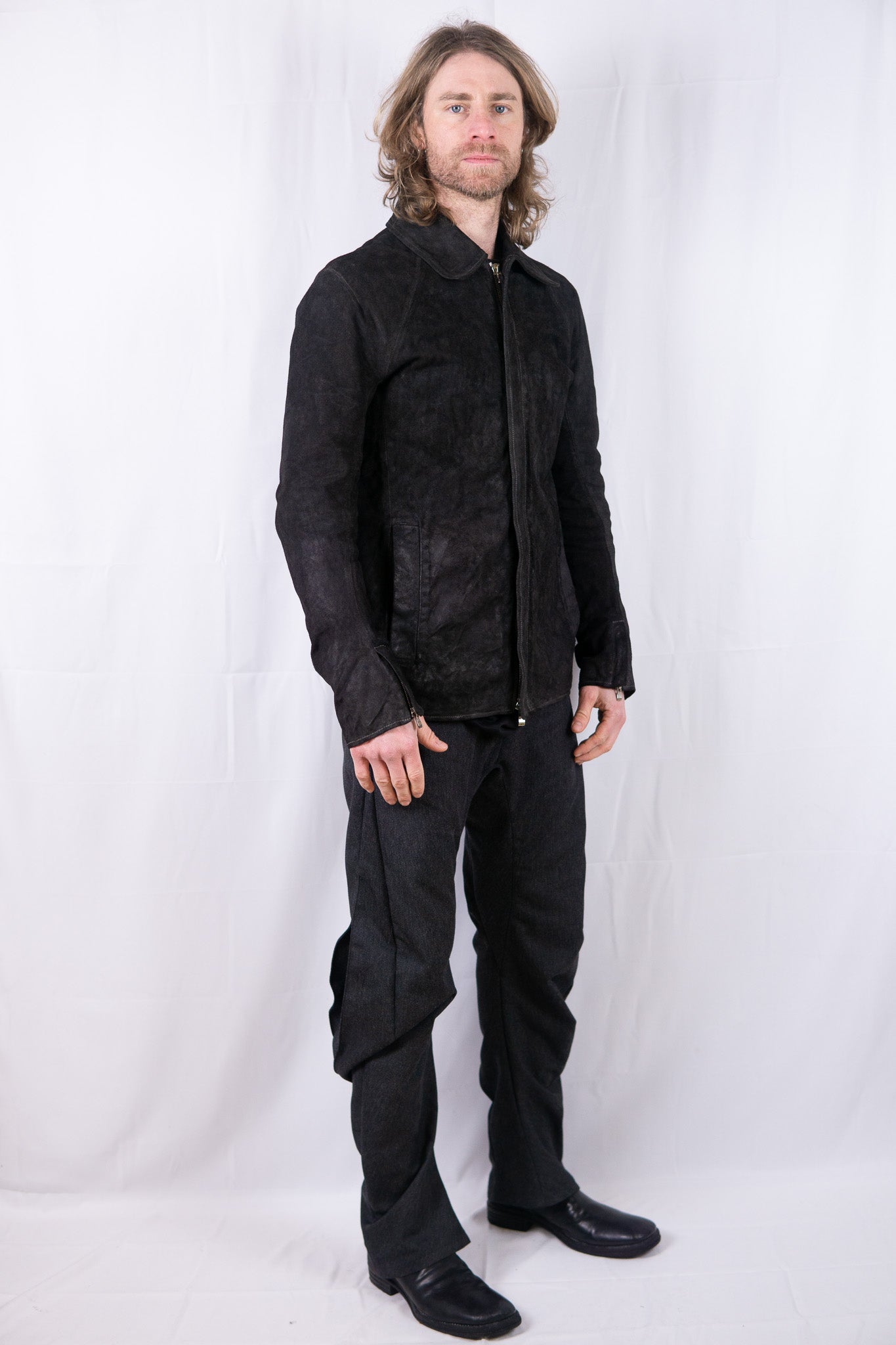 HORSE LEATHER SHIRT COLLAR ZIP BLOUSON LINED JB-6 TYPE 2