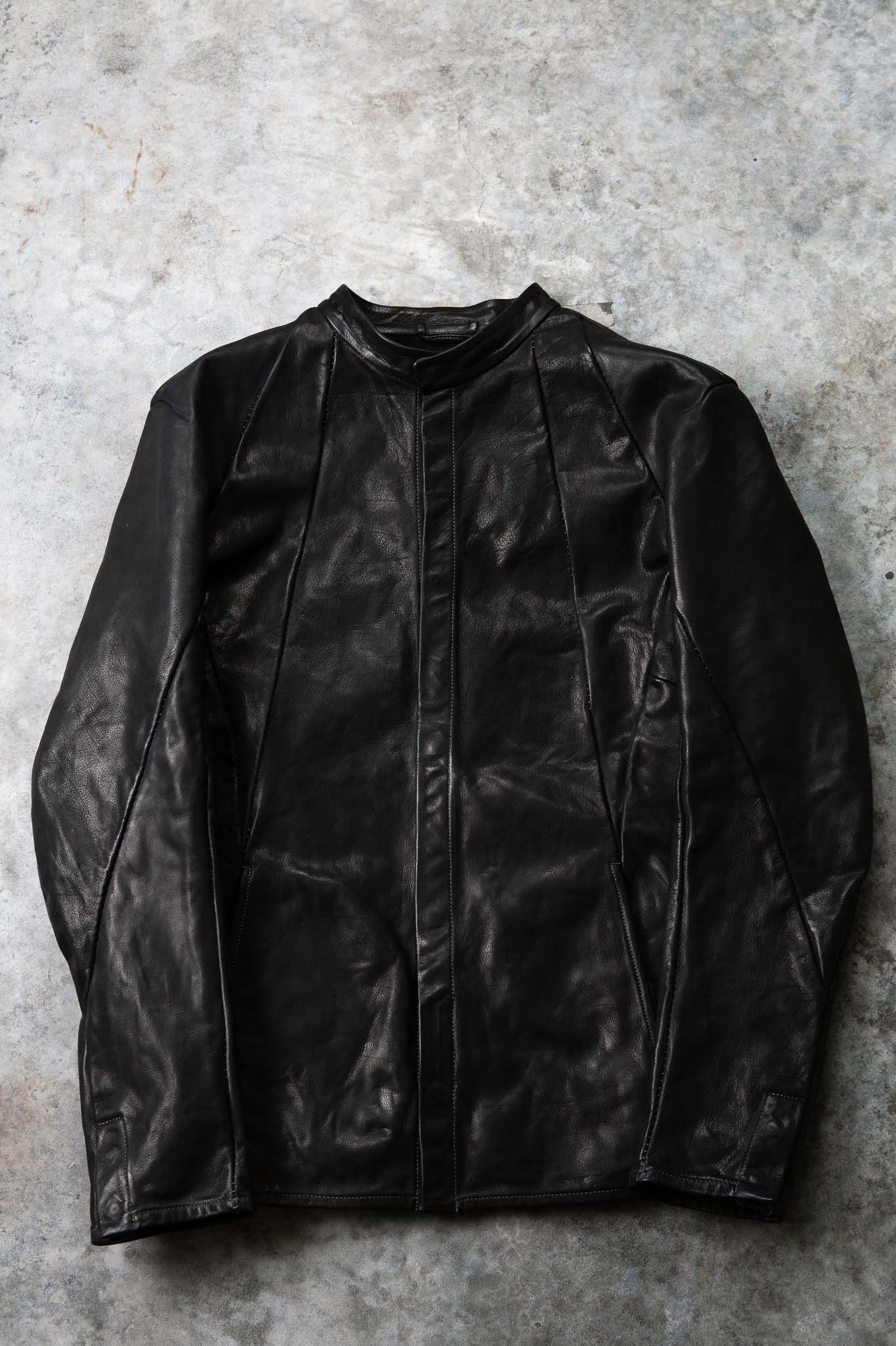BUFFALO LEATHER STAND COLLAR MOTO UNLINED IM-1