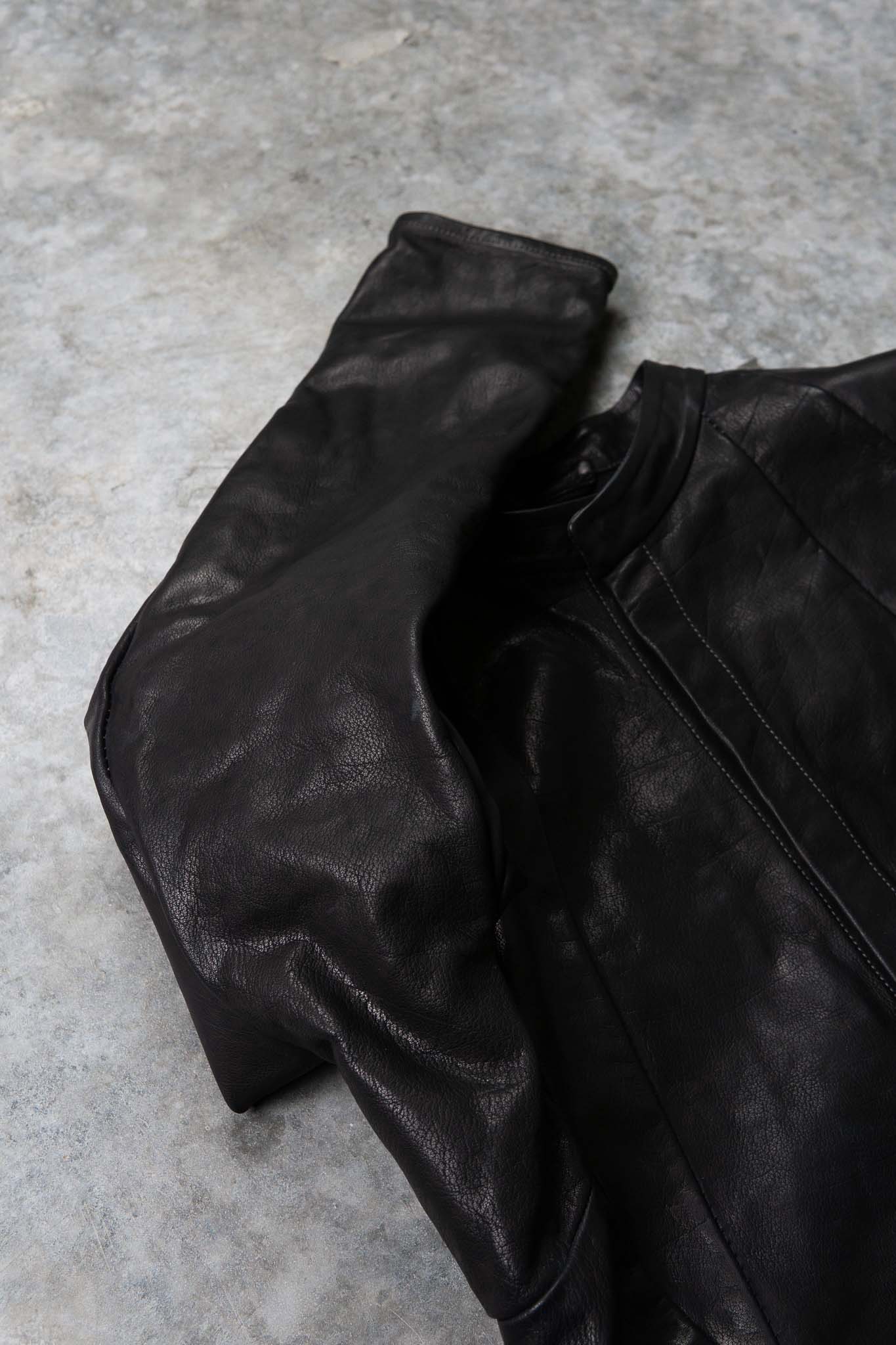 BUFFALO LEATHER STAND COLLAR MOTO UNLINED IM-1
