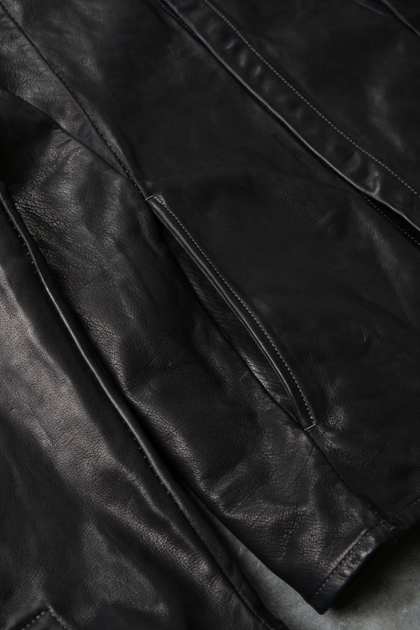 BUFFALO LEATHER STAND COLLAR MOTO UNLINED IM-1