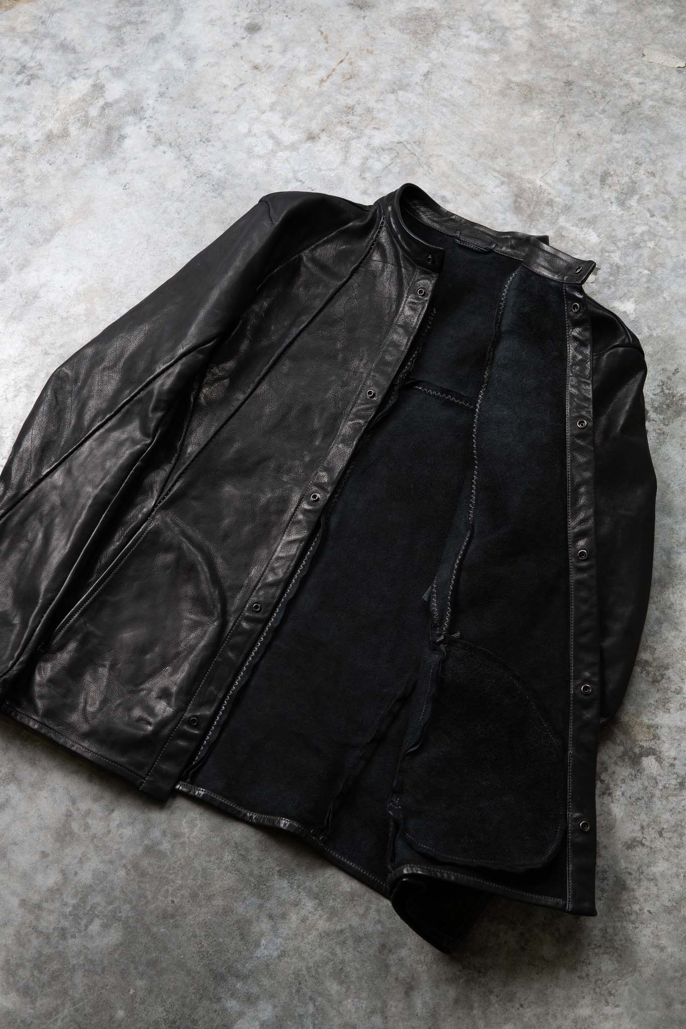 BUFFALO LEATHER STAND COLLAR MOTO UNLINED IM-1