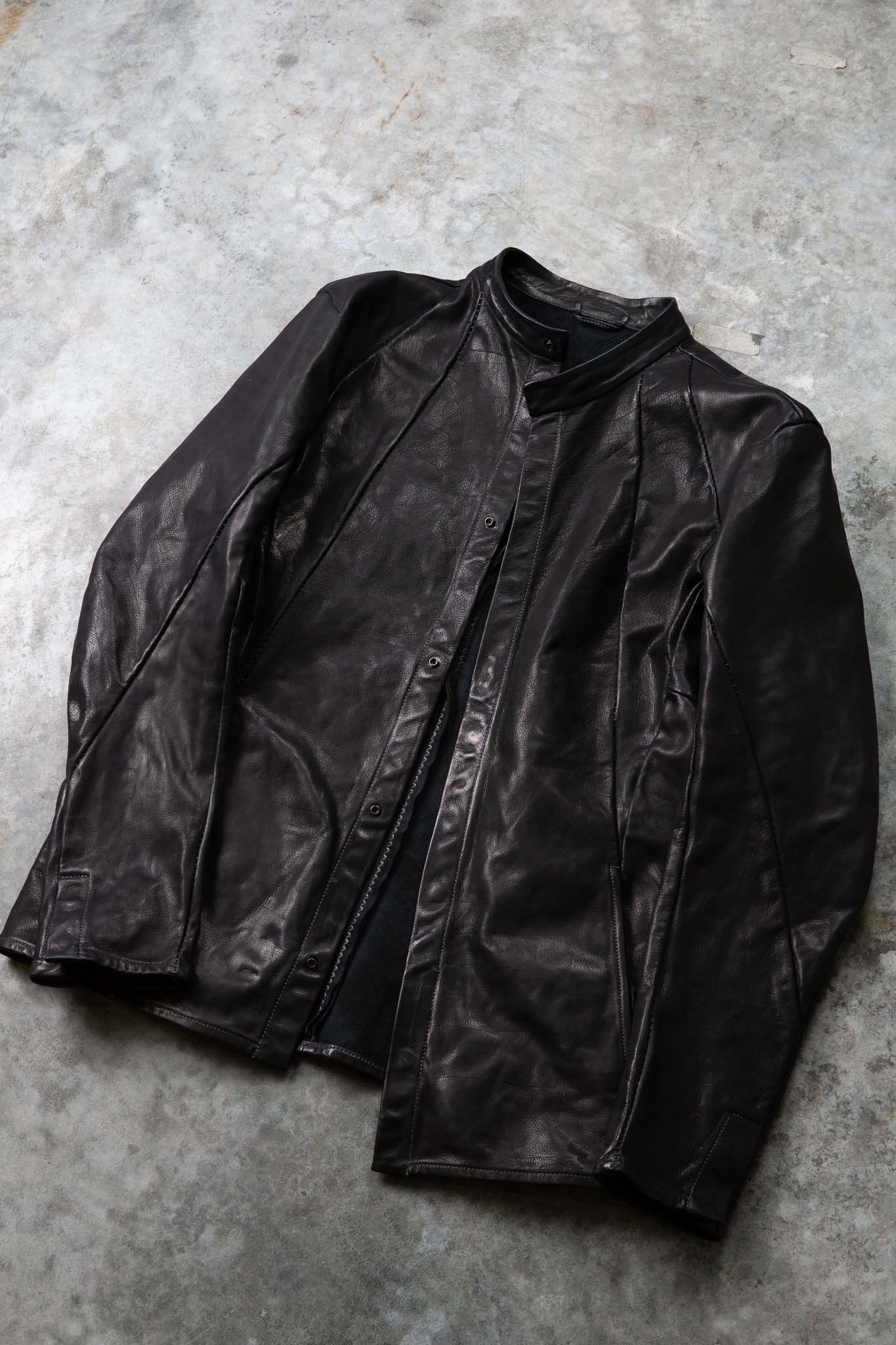 BUFFALO LEATHER STAND COLLAR MOTO UNLINED IM-1