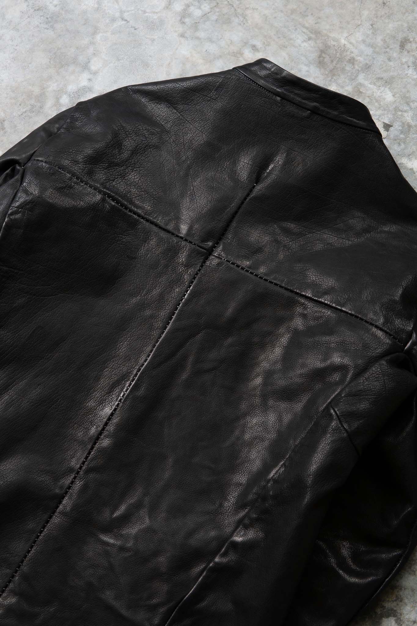 BUFFALO LEATHER STAND COLLAR MOTO UNLINED IM-1