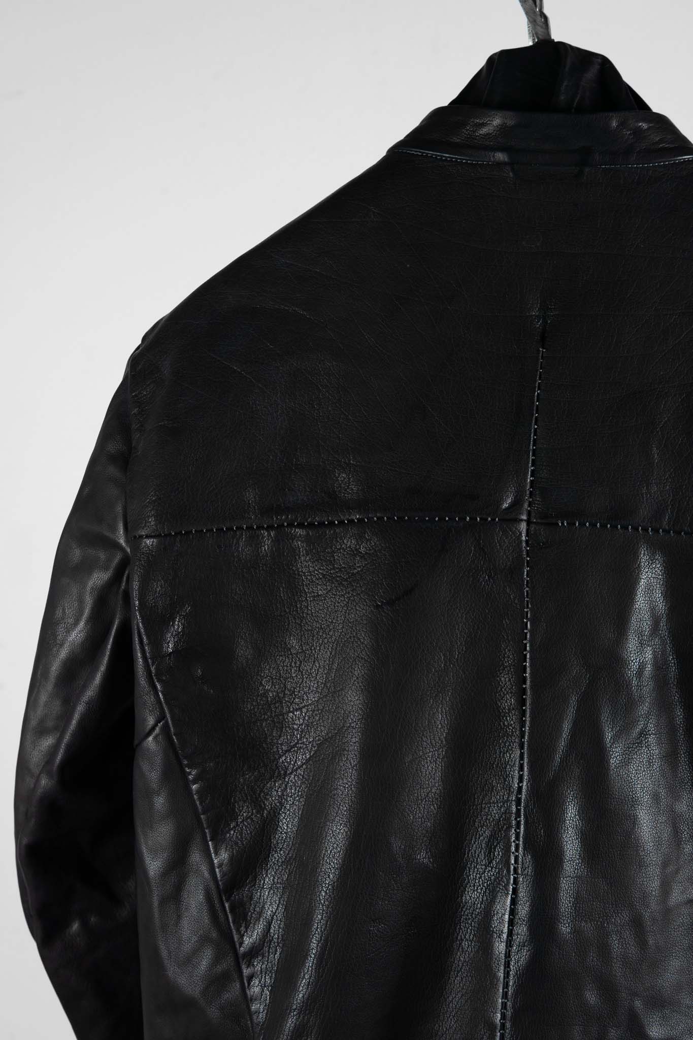 BUFFALO LEATHER STAND COLLAR MOTO UNLINED IM-1