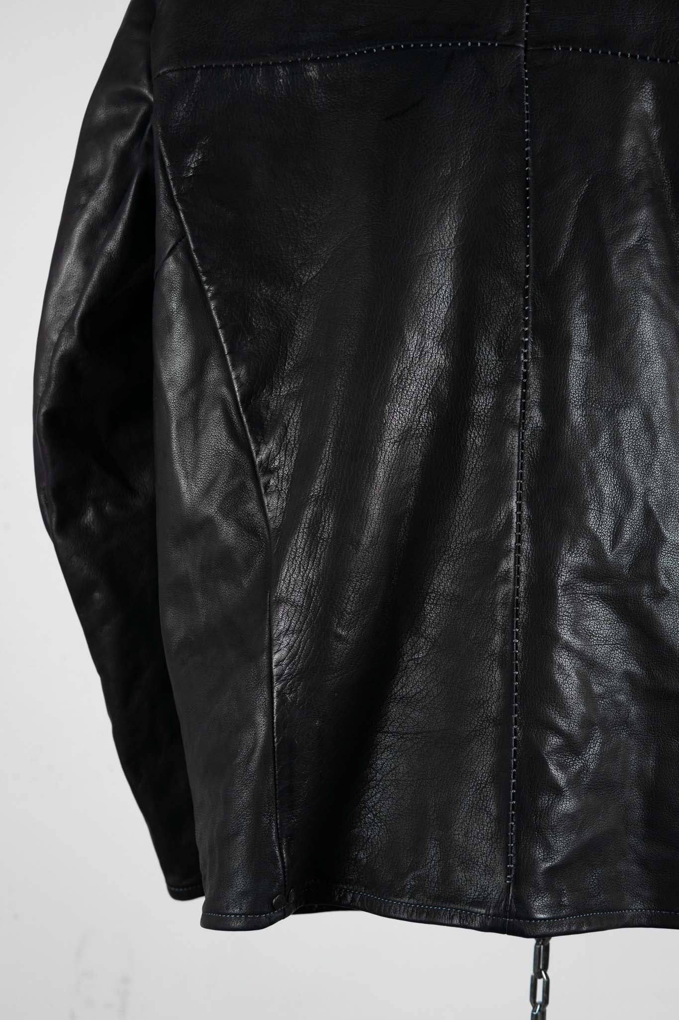 BUFFALO LEATHER STAND COLLAR MOTO UNLINED IM-1