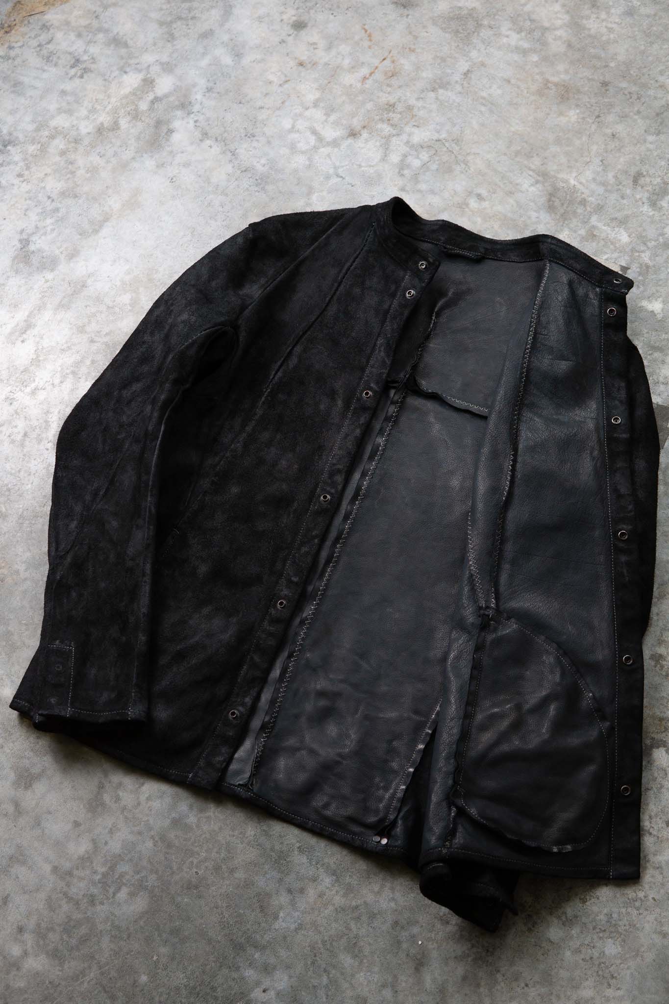 BUFFALO LEATHER STAND COLLAR MOTO UNLINED IM-1