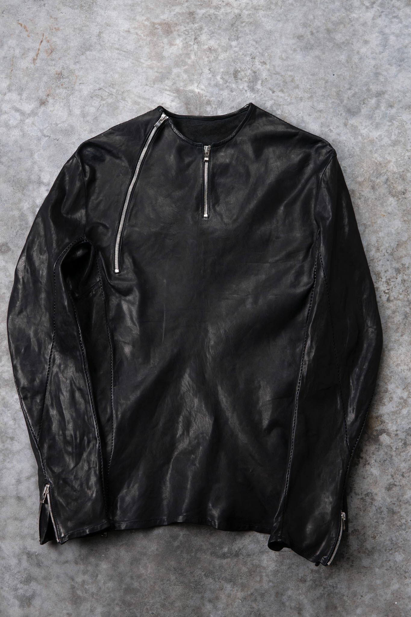 SHEEP LEATHER NO COLLAR PULL OVER MOTO IM-2 UNLINED