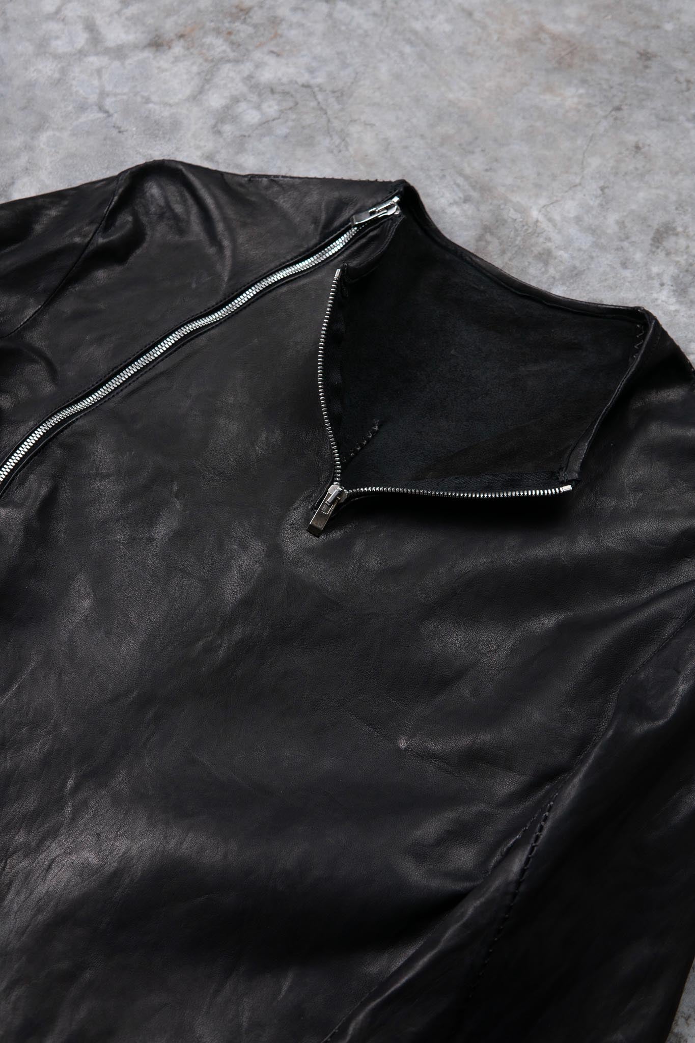 SHEEP LEATHER NO COLLAR PULL OVER MOTO IM-2 UNLINED