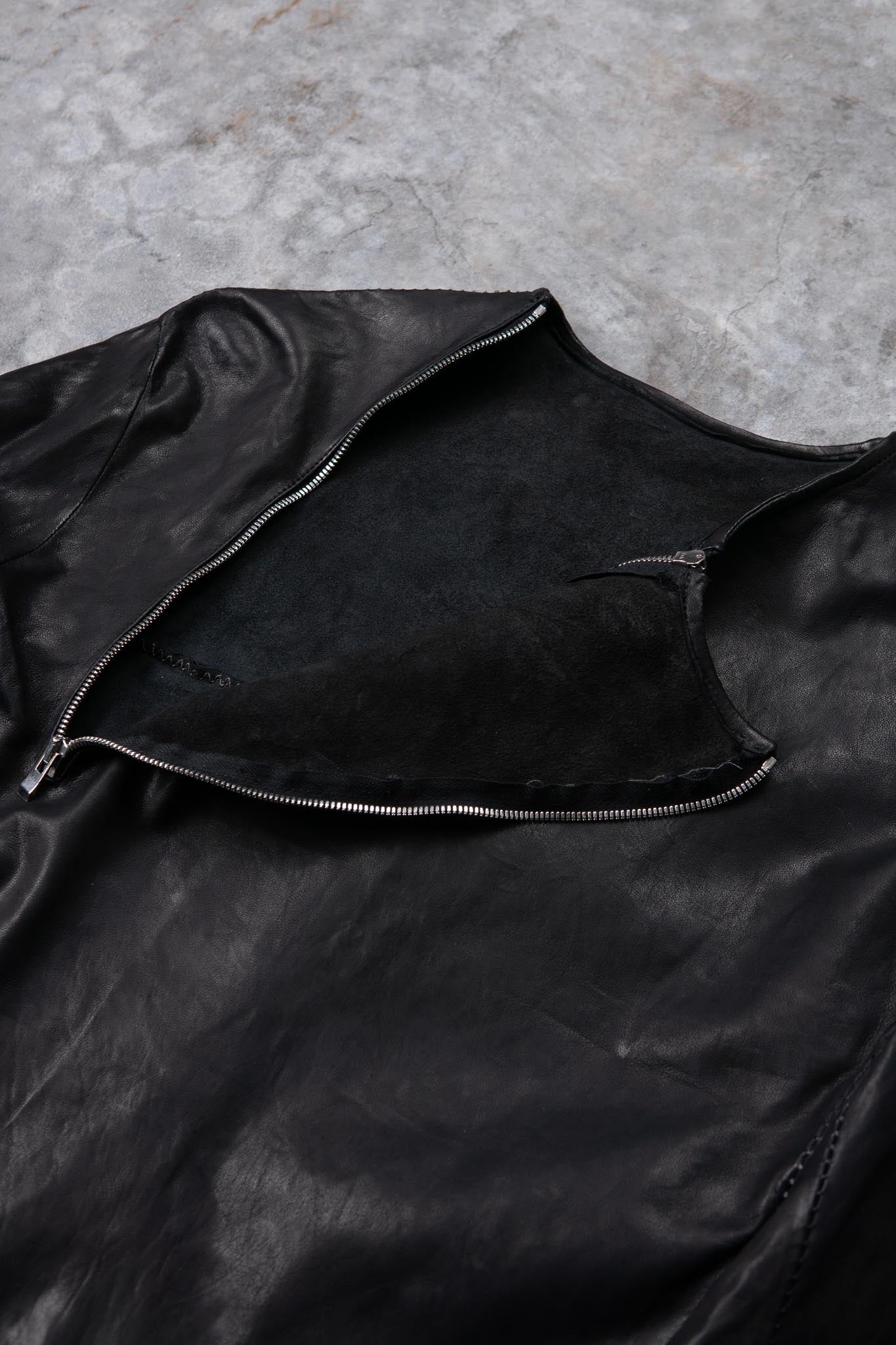 SHEEP LEATHER NO COLLAR PULL OVER MOTO IM-2 UNLINED