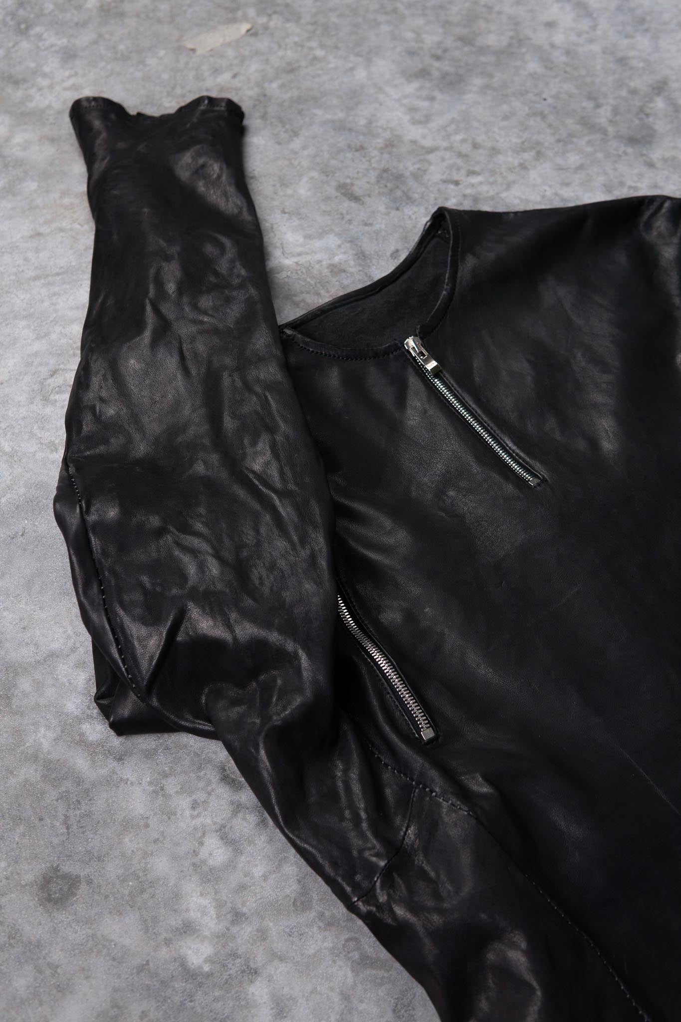 SHEEP LEATHER NO COLLAR PULL OVER MOTO IM-2 UNLINED