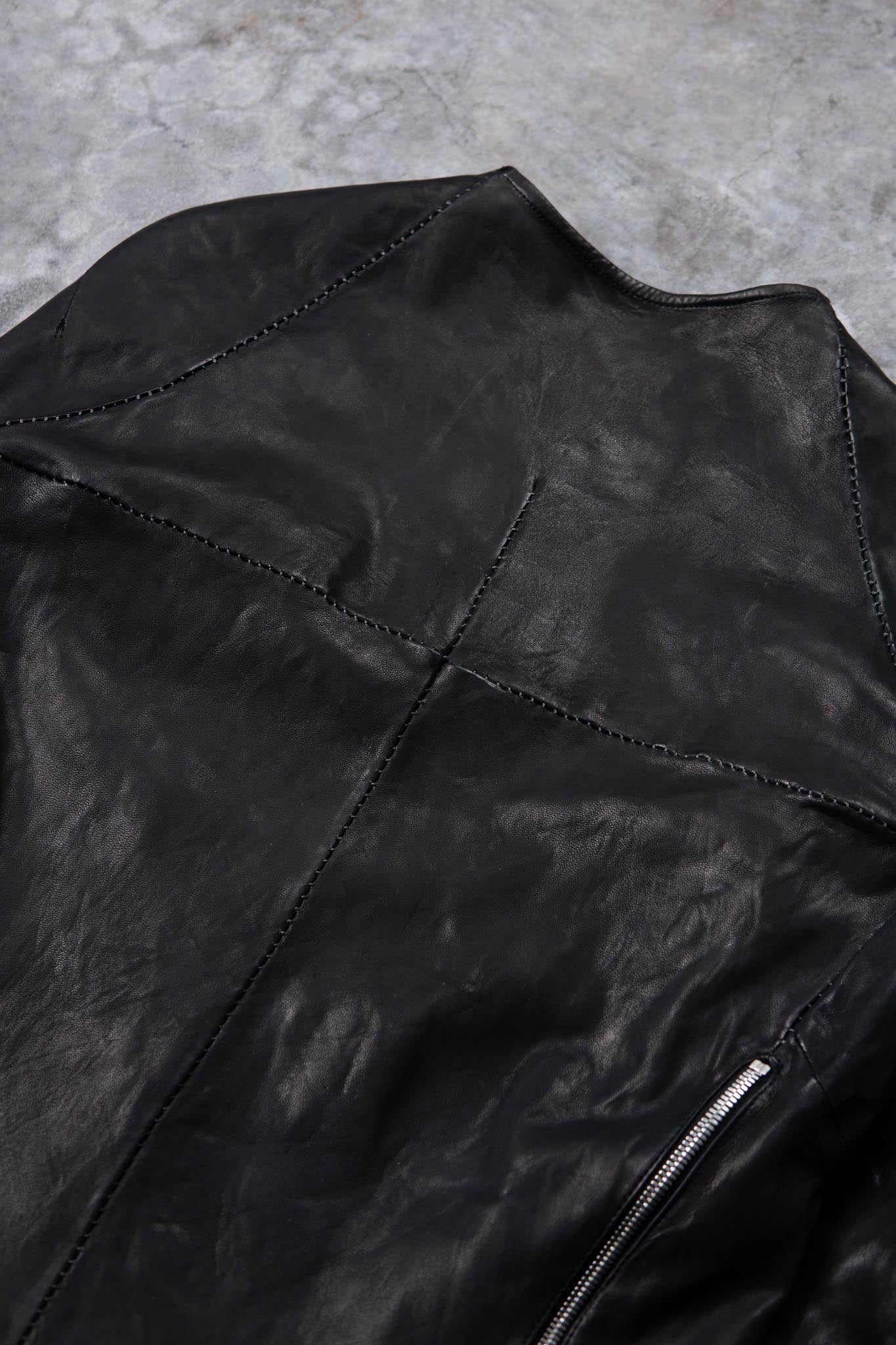 SHEEP LEATHER NO COLLAR PULL OVER MOTO IM-2 UNLINED