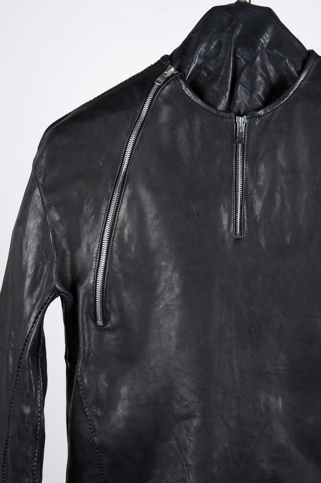 SHEEP LEATHER NO COLLAR PULL OVER MOTO IM-2 UNLINED