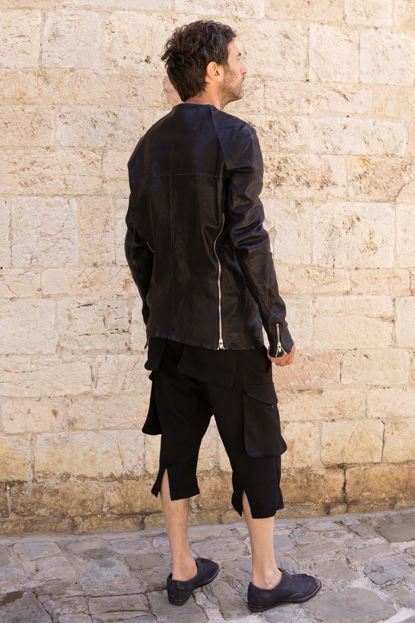 SHEEP LEATHER NO COLLAR PULL OVER MOTO IM-2 UNLINED